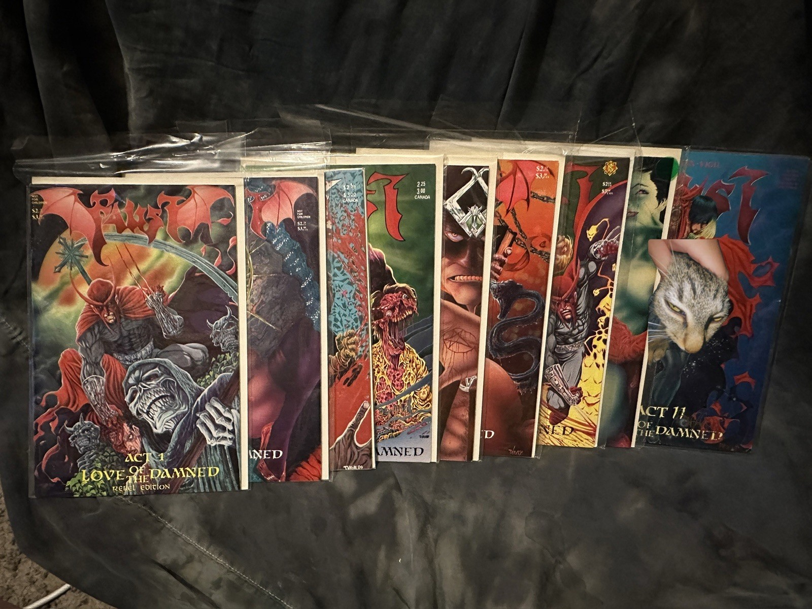 Faust comic lot  acts 1-7 & signed act 11, includes variant covers
