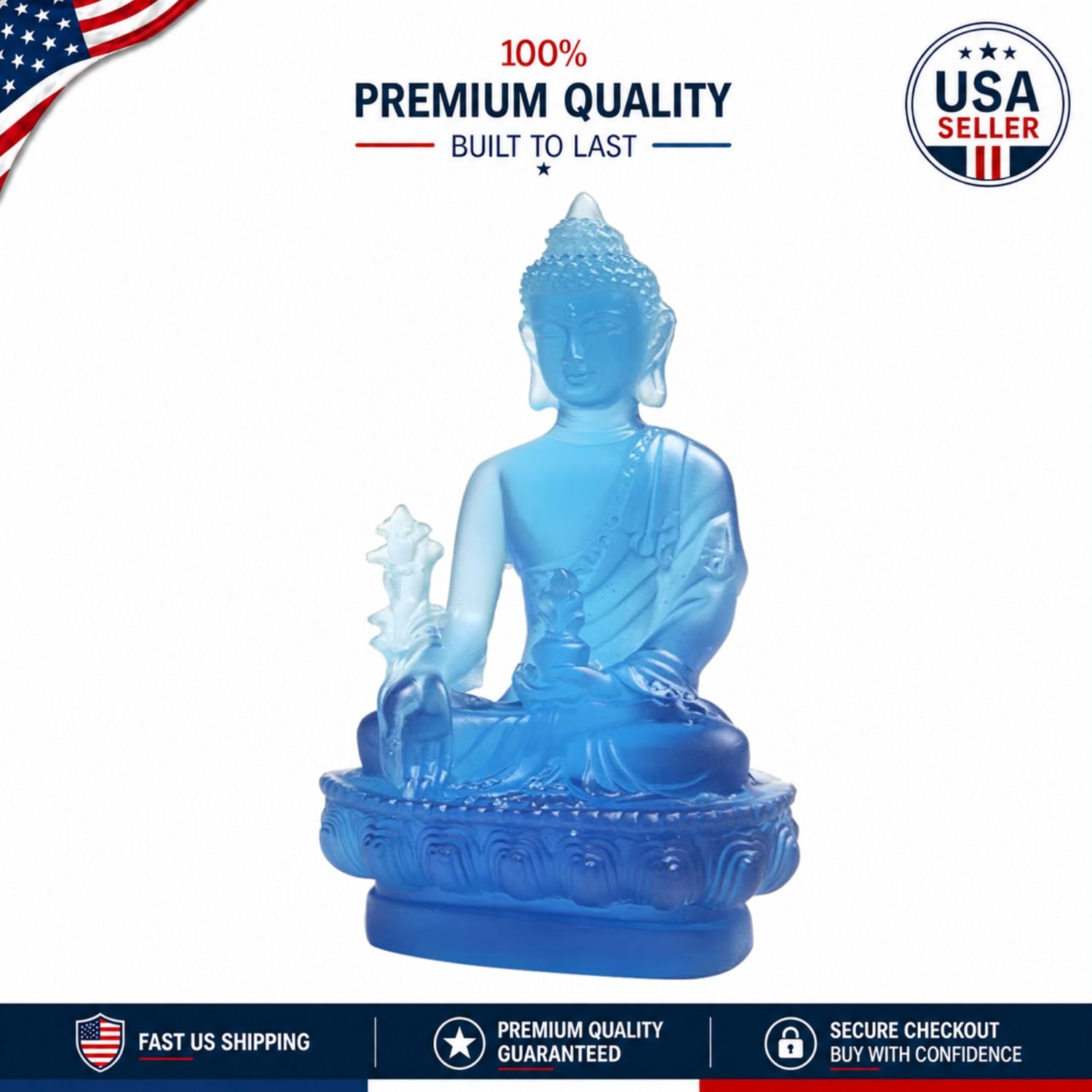 Contemplative Blue Buddha Statue - Perfect Gift for Spiritual and Artistic Souls