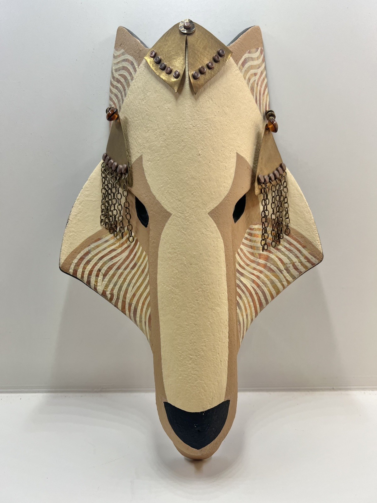 Hilarey Walker Handcrafted Clay Wolf Mask Signed One of a Kind Wall Art Vintage Hilarey Walker Handcrafted Clay Wolf Mask Signed One of a Kind Wall Art Vintage