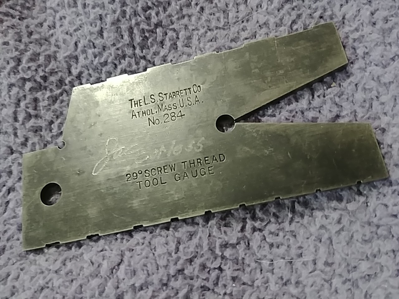 Vintage L. S. Starrett No. 284 29° Screw Thread Tool Gauge USA Pre-Owned