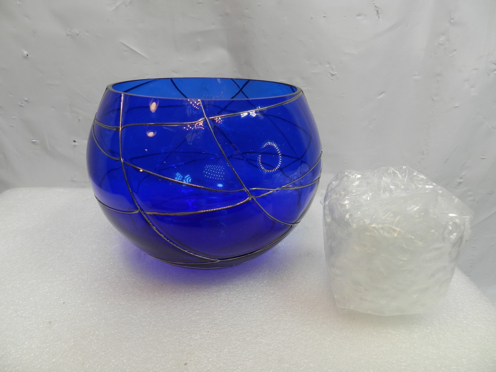 Partylite Cobalt Blue Swirl Calypso Glass Candle Votive Tea Light Holder T23K Partylite Cobalt Blue Swirl Calypso Glass Candle Votive Tea Light Holder T23K