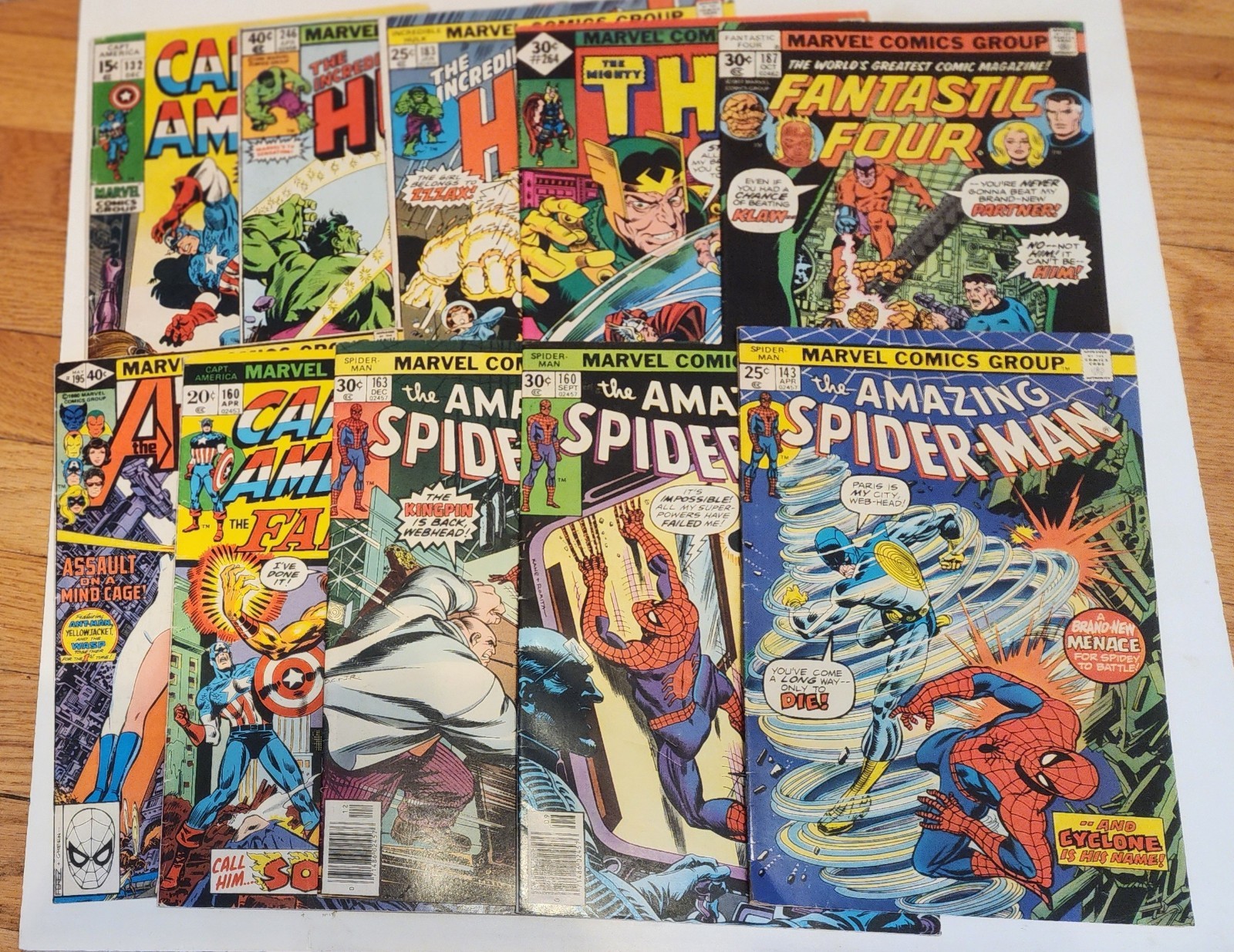 (10) BRONZE MARVEL COMICS  SPIDEY CAP HULK  MID GRADES