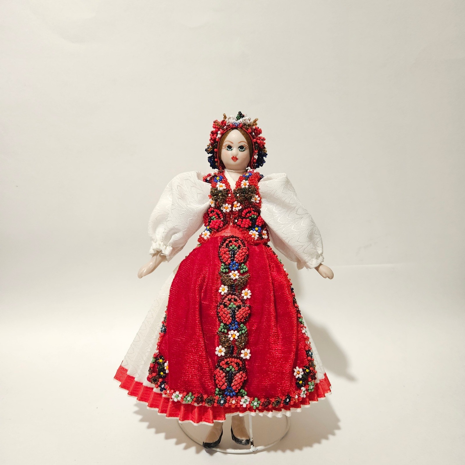 Vintage Hungarian Folk Doll Budapest 1997 Beaded Costume Porcelain 9.5 inch Vintage Hungarian Folk Doll Budapest 1997 Beaded Costume Porcelain 9.5 inch