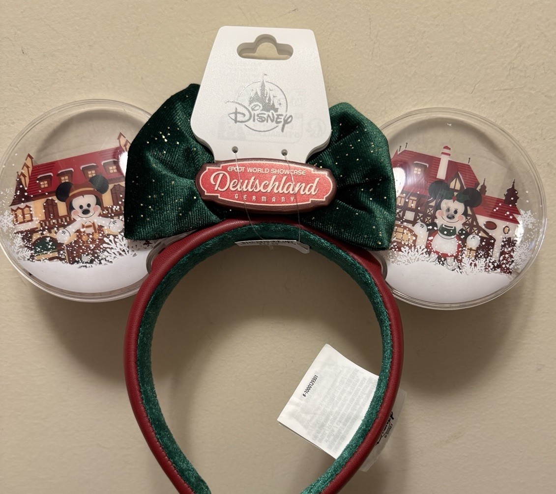 Disney Parks 2026 Christmas EPCOT Germany Snow Globe Minnie Ears Headband NEW