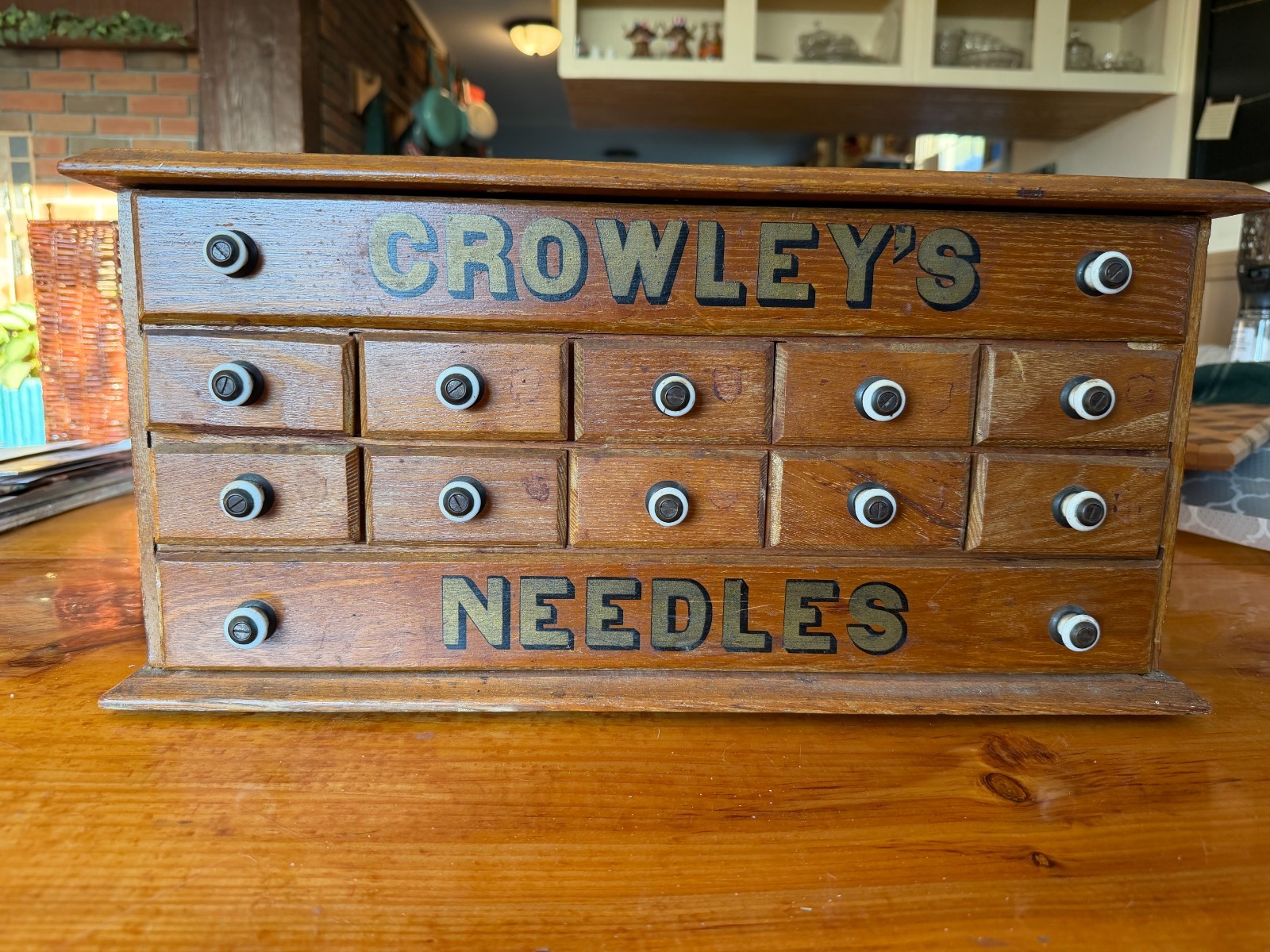 Antique Crowley's Needle Cabinet, 12 Drawer Antique Crowley's Needle Cabinet, 12 Drawer