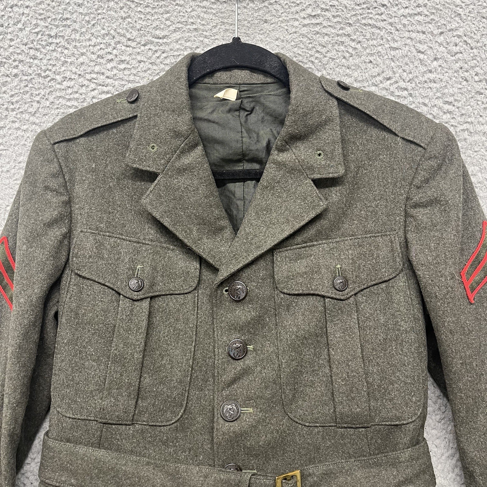 Vtg WW2 US Marines Wool Coat 1944 Vintage Military Uniform Jacket College Hall Vtg WW2 US Marines Wool Coat 1944 Vintage Military Uniform Jacket College Hall