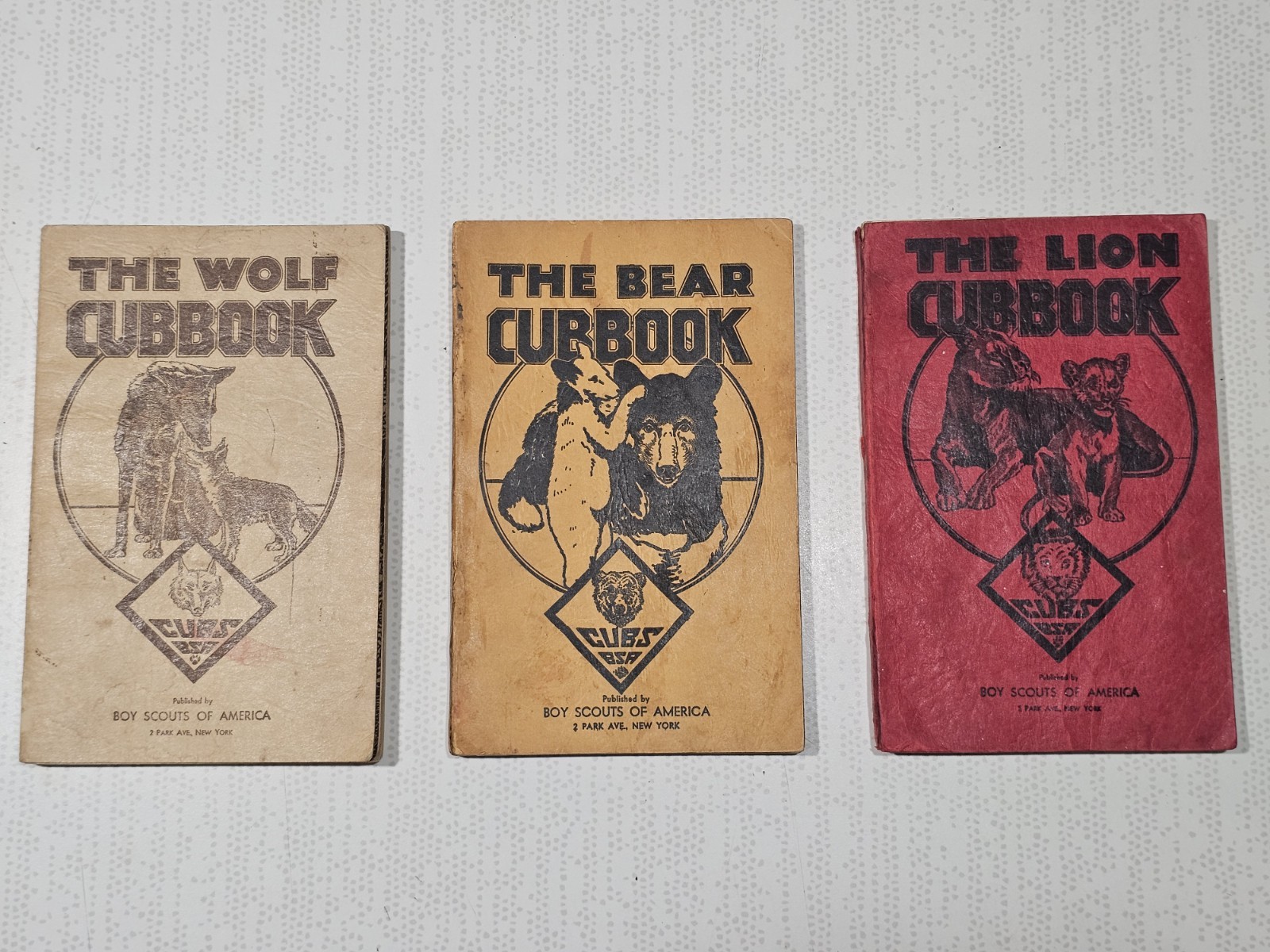 Vintage 1938-39 Boy Scouts 1930s Cubbook Set Parts 1,2,3 Wolf Bear Lion Rank BSA Vintage 1938-39 Boy Scouts 1930s Cubbook Set Parts 1,2,3 Wolf Bear Lion Rank BSA
