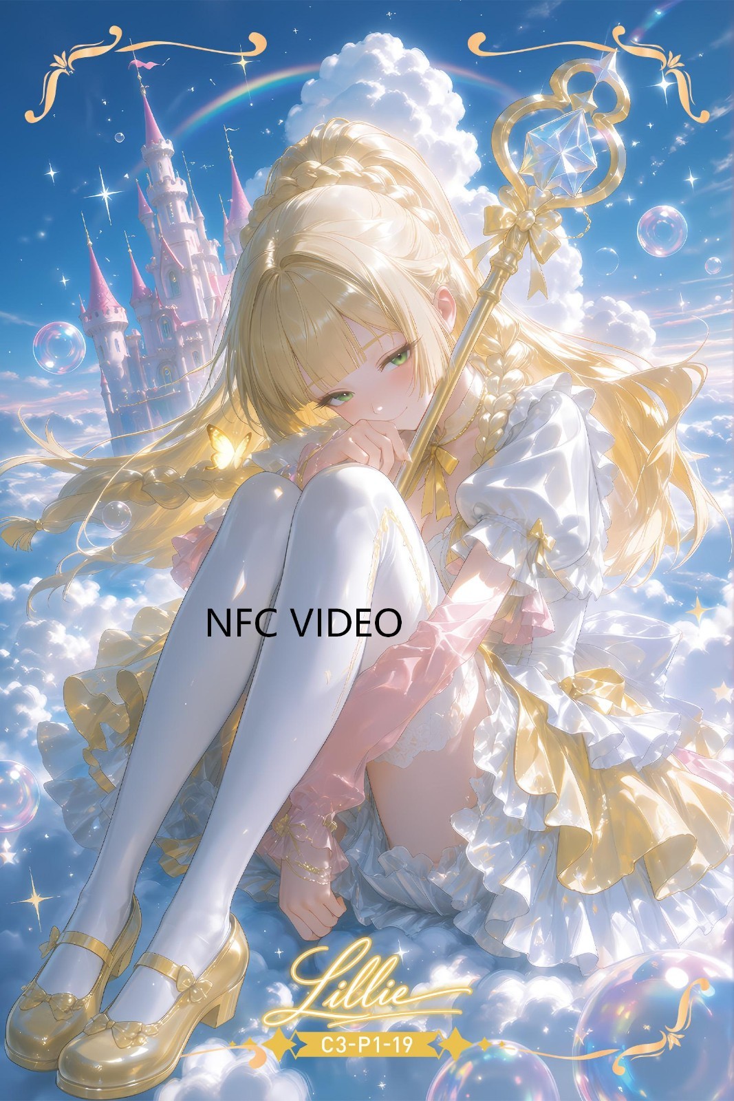 Lillie Anime Waifu Card With NFC Chip A5 Holographic Collectible Art Card