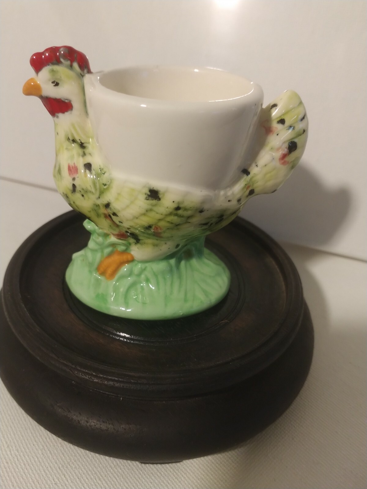 Antique Rooster Breakfast Egg Holder-Porcelian Glazed and Handpainted-3\ Antique Rooster Breakfast Egg Holder-Porcelian Glazed and Handpainted-3\