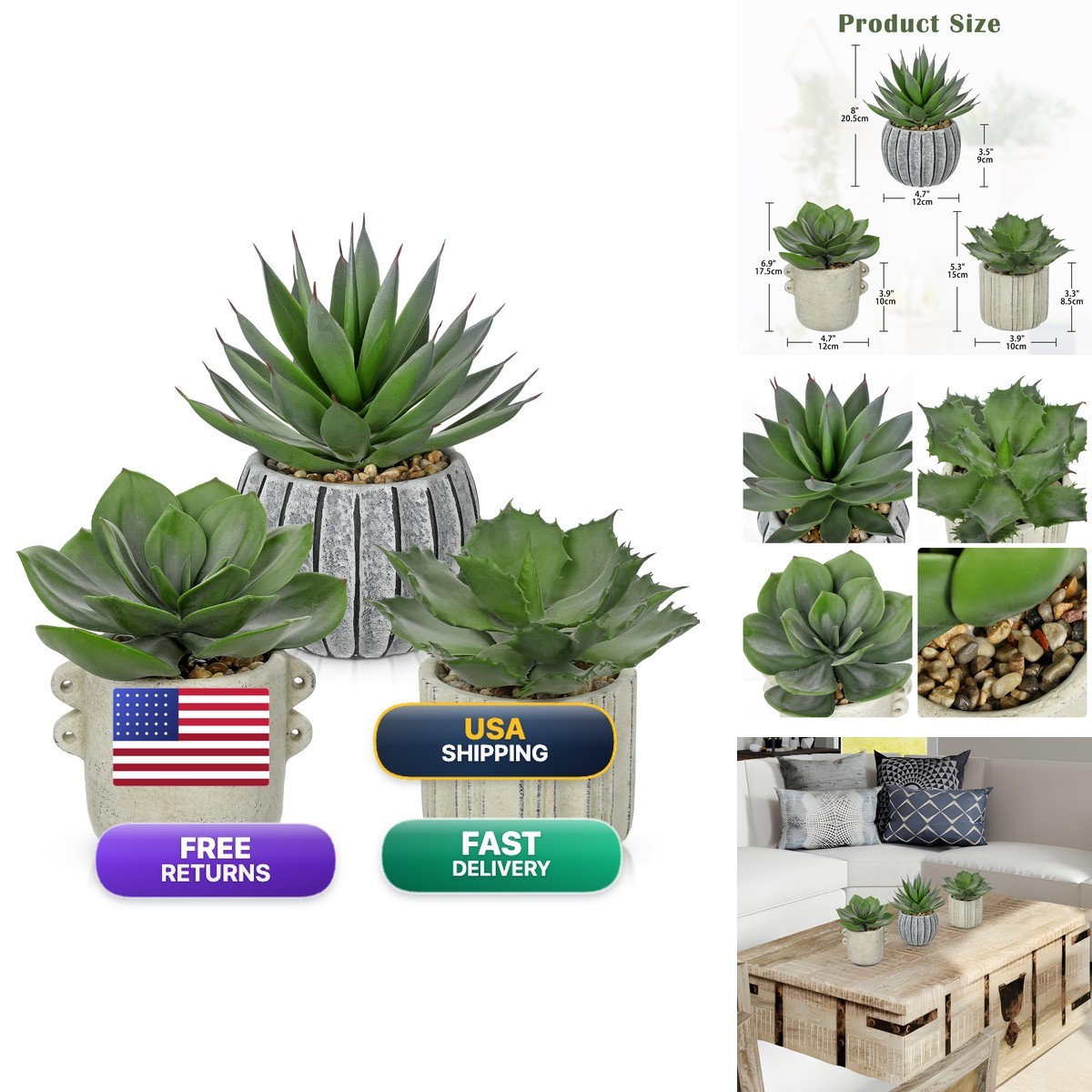 Briful 3 Pack Faux Succulent Plants Vintage Cement Pots Rustic Mini Plant Set Briful 3 Pack Faux Succulent Plants Vintage Cement Pots Rustic Mini Plant Set