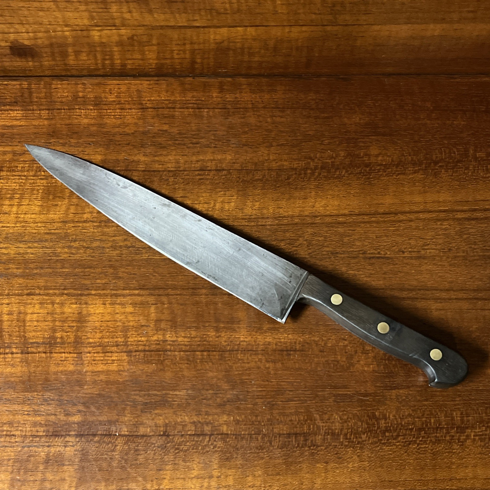Rare Vintage SWORD & SHIELD 10” Carbon Steel Chef Knife Solingen Germany EUC Rare Vintage SWORD & SHIELD 10” Carbon Steel Chef Knife Solingen Germany EUC