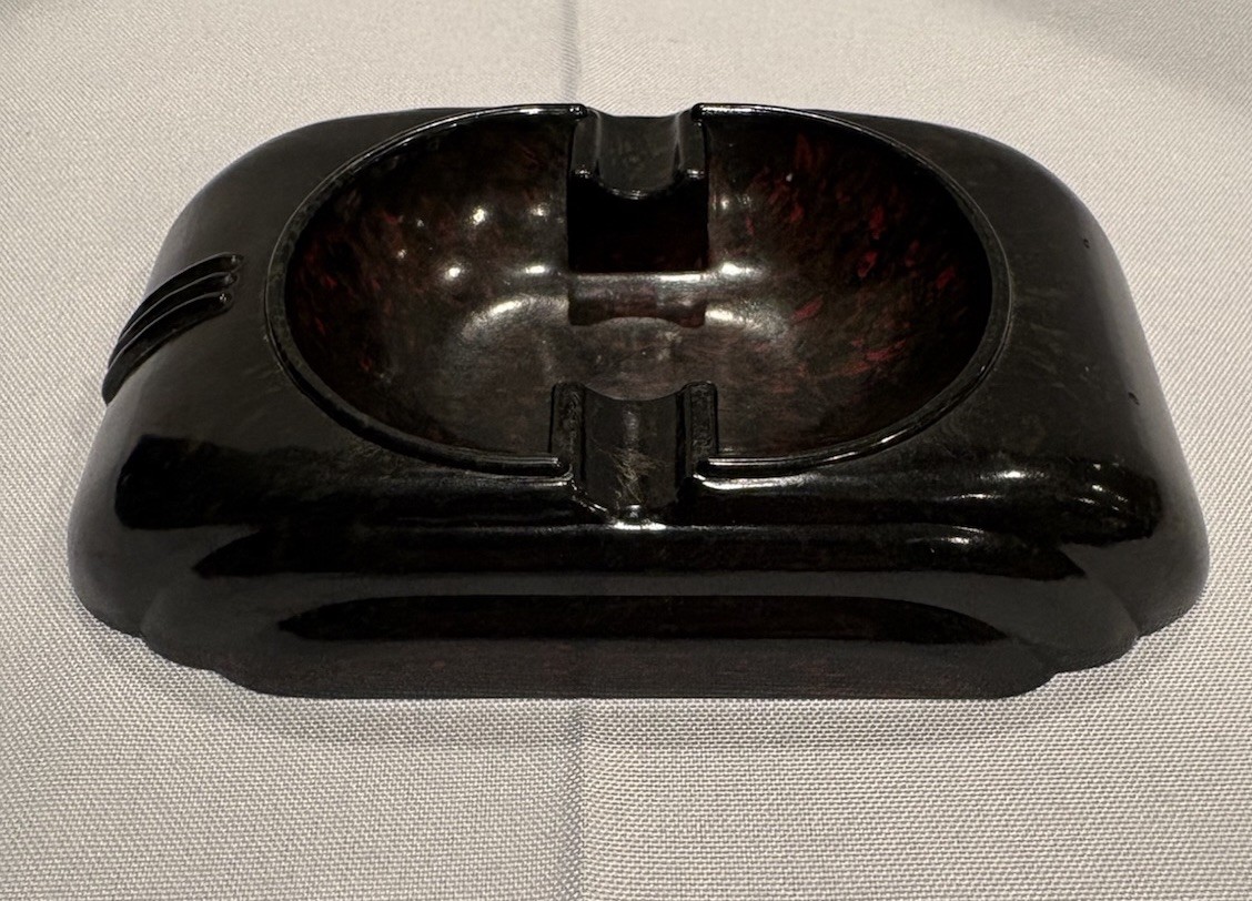 Vintage 1930’s American Art Deco Style Brown/Black Orange Bakelite Ashtray