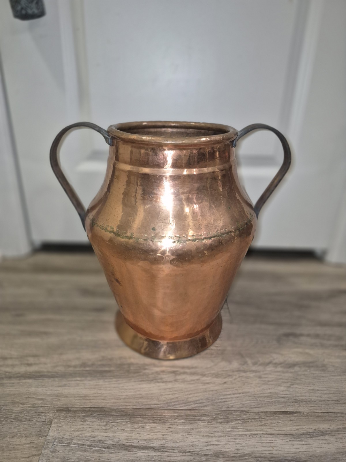 Vintage Hand Hammered Copper Two Handle Vase Riveted Handmade 15 Vintage Hand Hammered Copper Two Handle Vase Riveted Handmade 15
