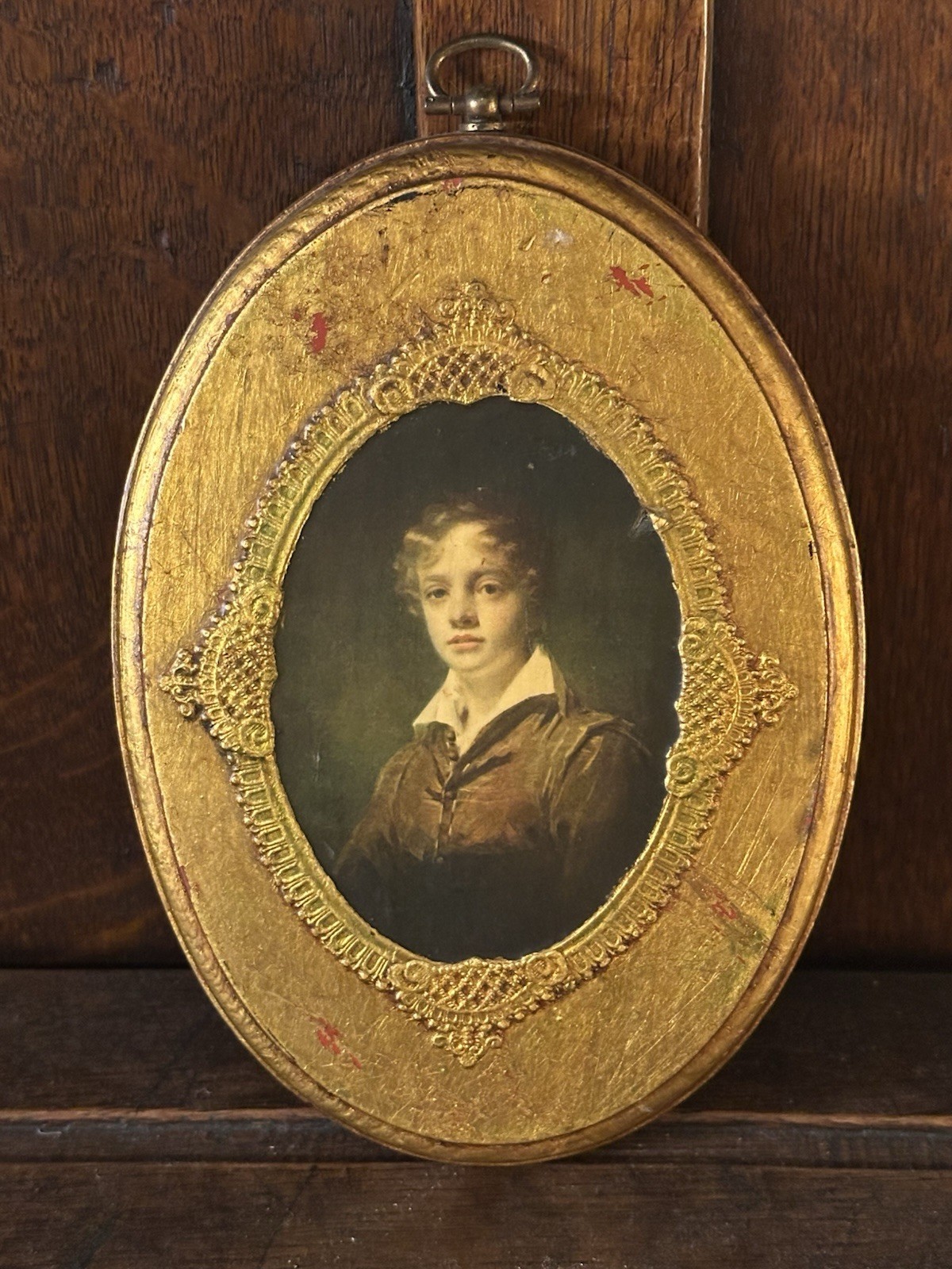 Oval Early Italian Florentine-Thick Wood-Hand Detailed-Wall Plaque-William Blair