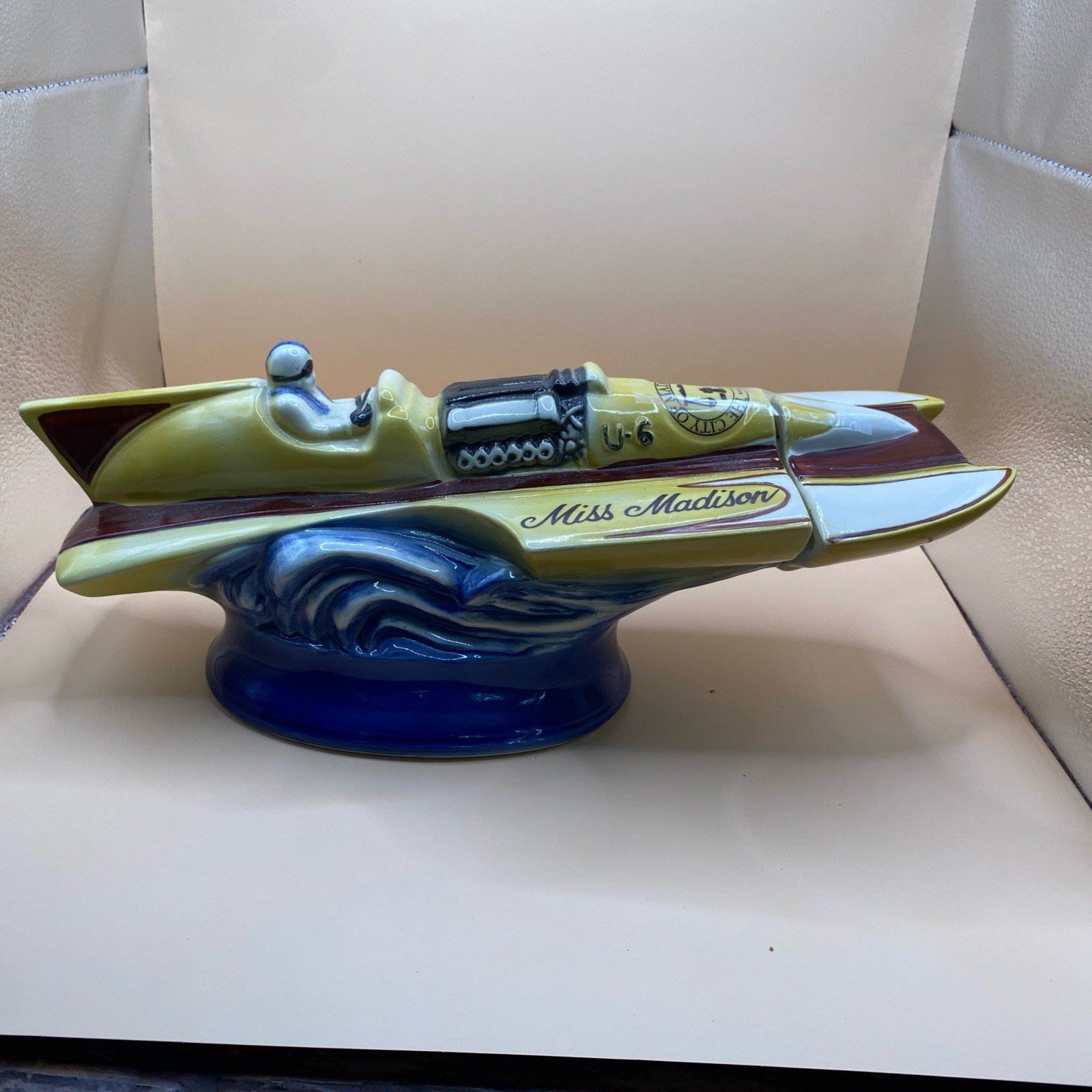 VTG Old Mr Boston Miss Madison Speed Boat Decanter 1973 Rare ( Broken )NO CORK