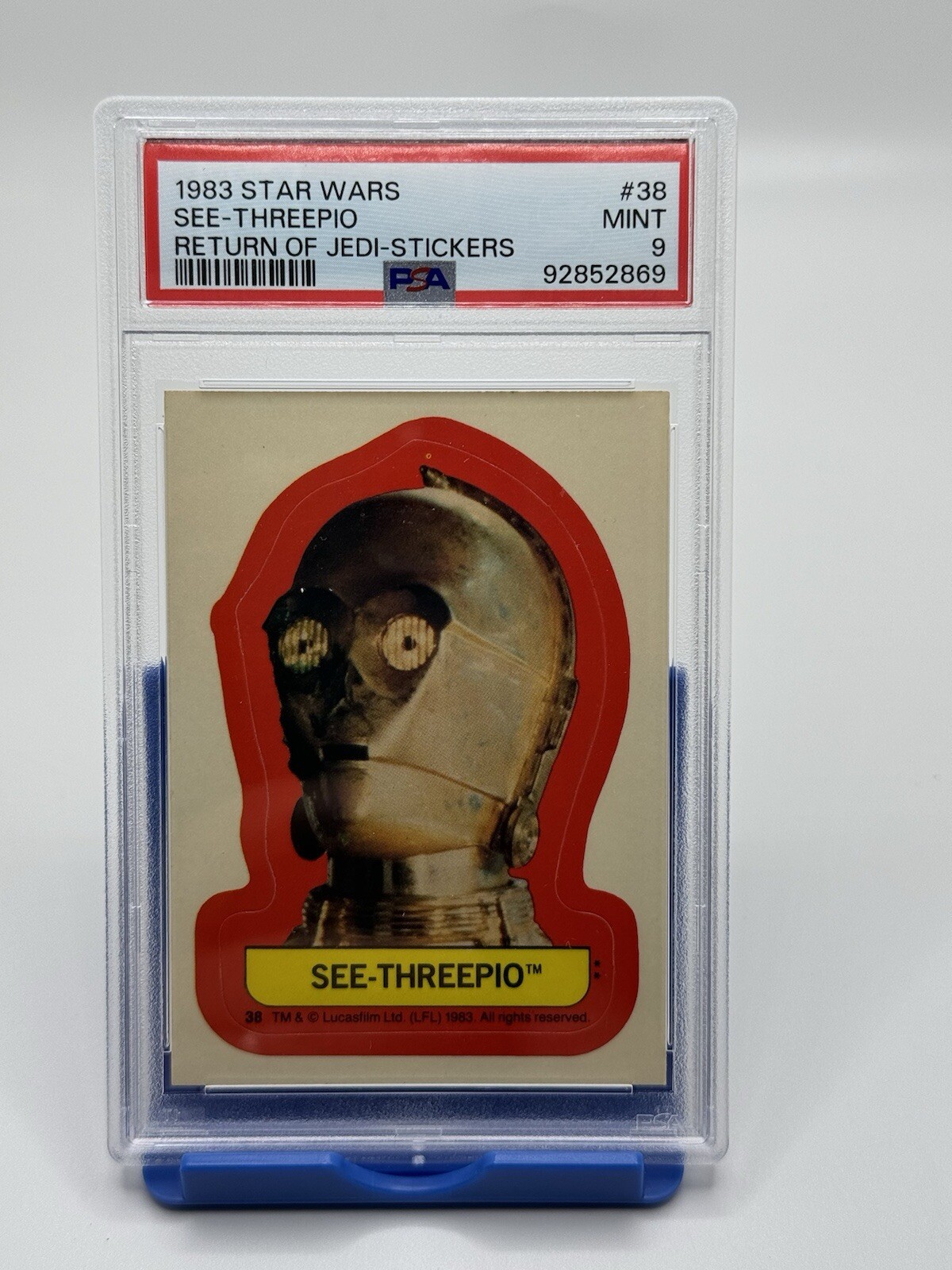 1983 TOPPS STAR WARS RETURN OF THE JEDI STICKER #38 SEE THREEPIO PSA 9 SDCC 2026 1983 TOPPS STAR WARS RETURN OF THE JEDI STICKER #38 SEE THREEPIO PSA 9 SDCC 2026