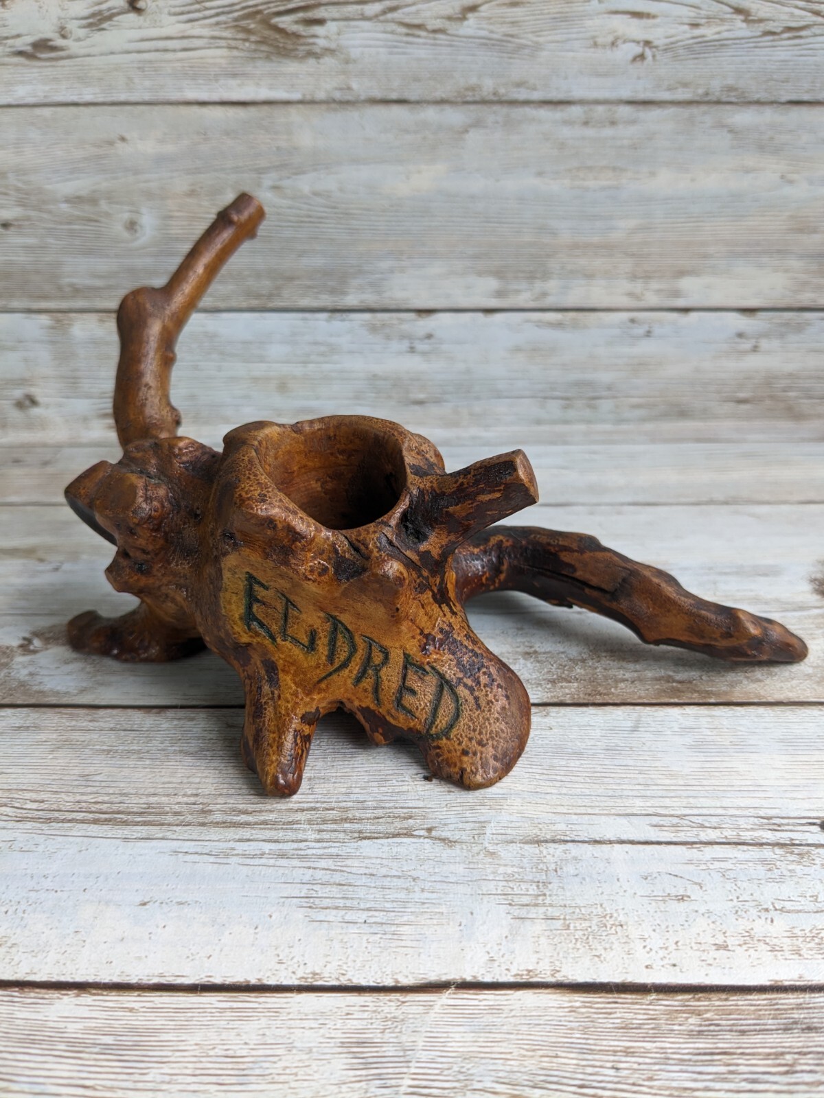 Vintage Eldred Souvenir Natural Root Wood Toothpick Holder Vintage Eldred Souvenir Natural Root Wood Toothpick Holder