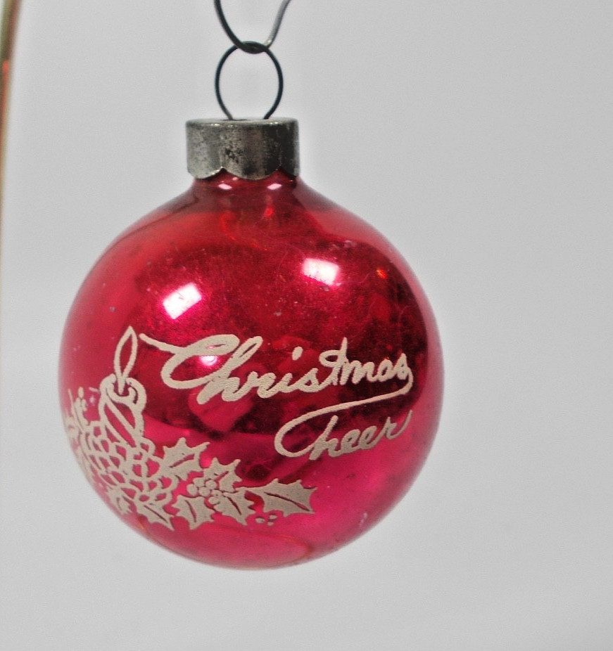 Vtg 1950\'s Franke Stenciled Christmas Cheer Ornament 2\ Vtg 1950\'s Franke Stenciled Christmas Cheer Ornament 2\