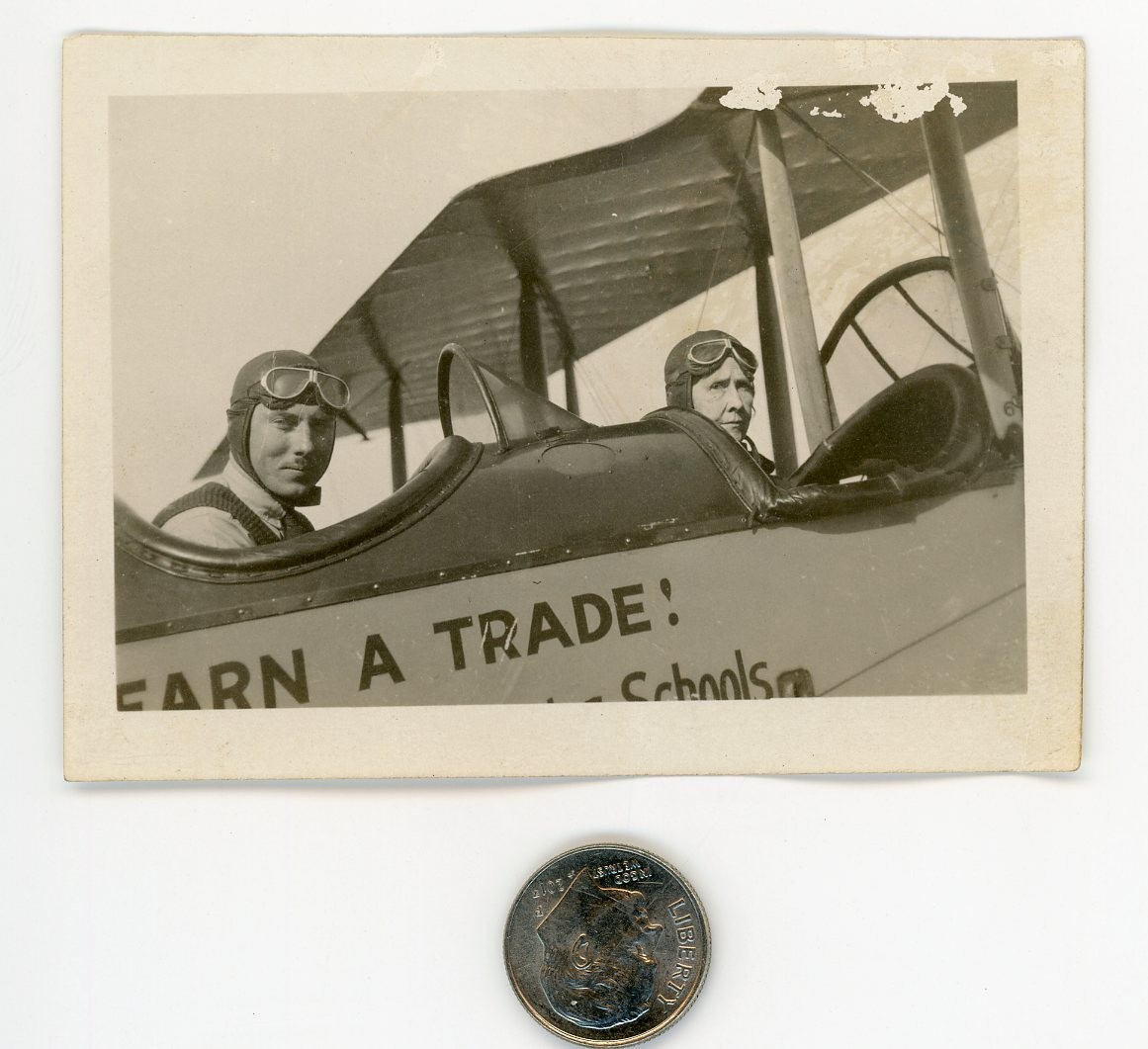Old 1920's AIRCRAFT photo / EARN A TRADE Your Pilot Teacher Today is 79-Yrs Old