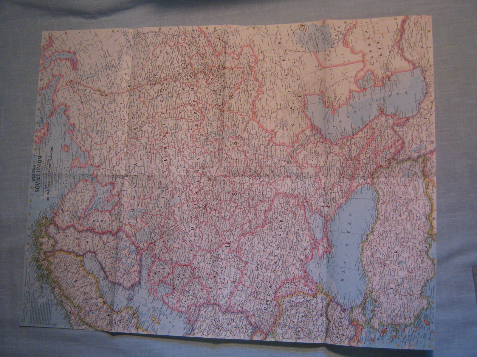 VINTAGE WESTERN SOVIET UNION WALL MAP National Geographic September 1959