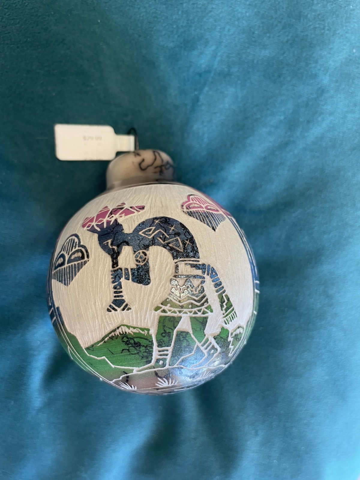 Navajo Christmas Ornament Horsehair Pottery Signed NWT Native American Indian