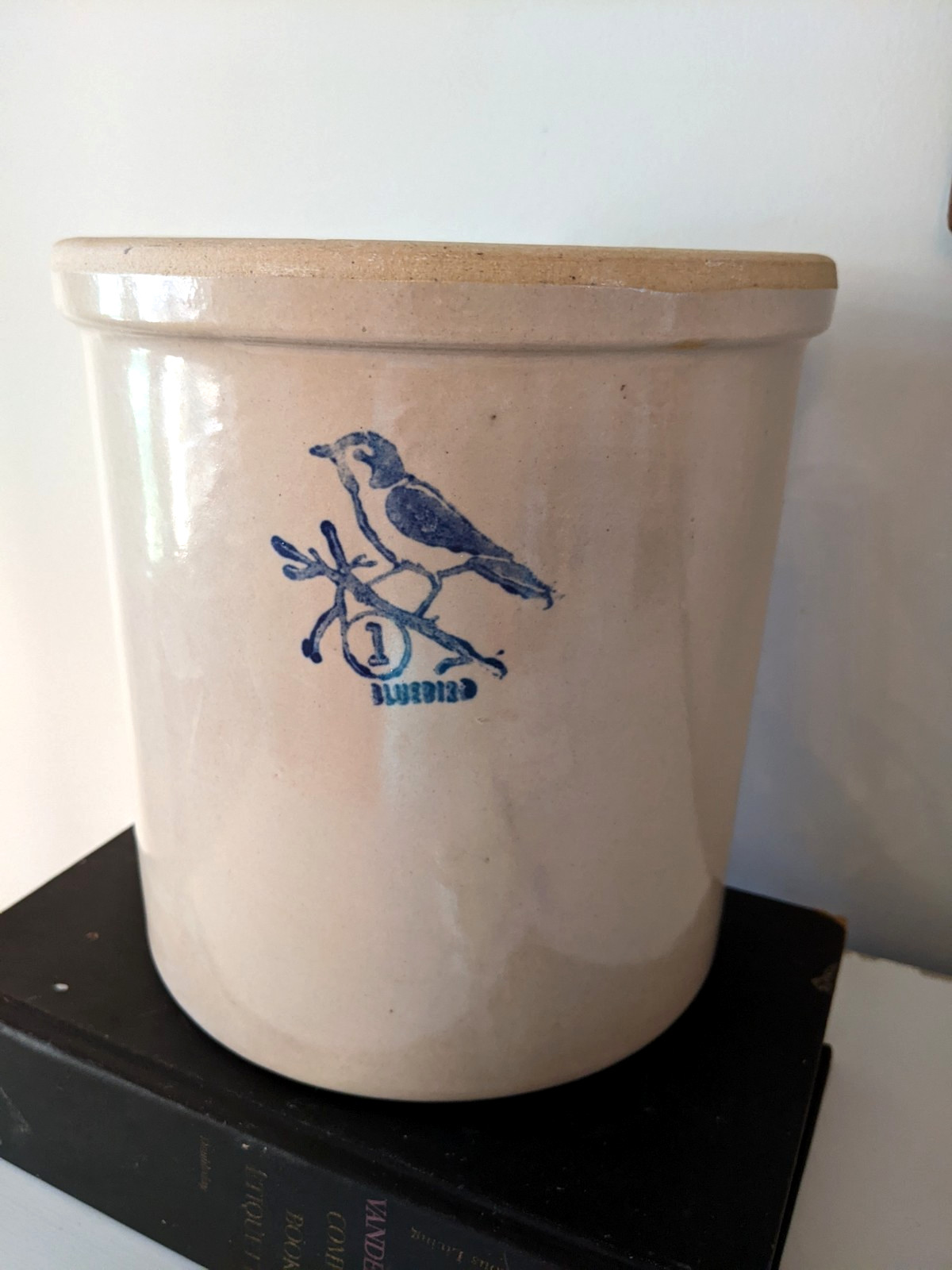 VTG. Burley Clay 1 Gal. Bluebird Crock