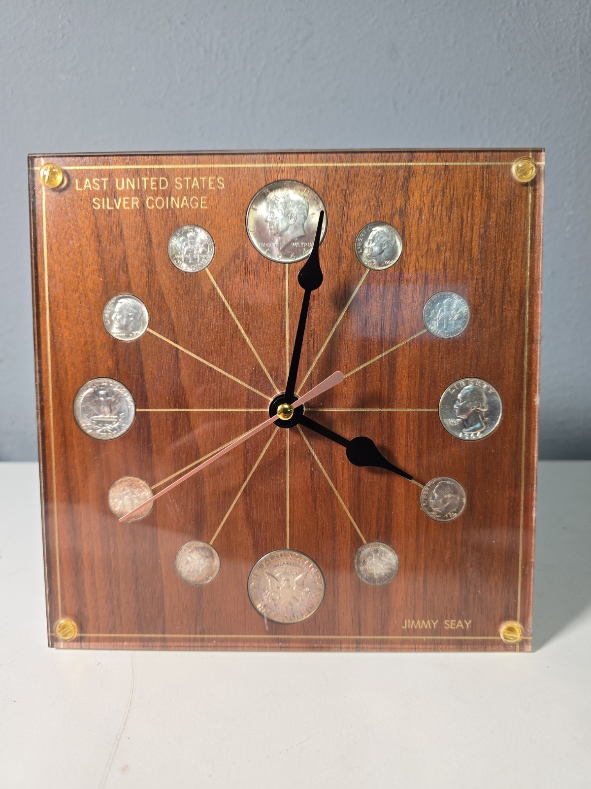 Vintage Marian Kay 1964 Silver Coin Numismatic Desk Clock - Model 72 Vintage Marian Kay 1964 Silver Coin Numismatic Desk Clock - Model 72