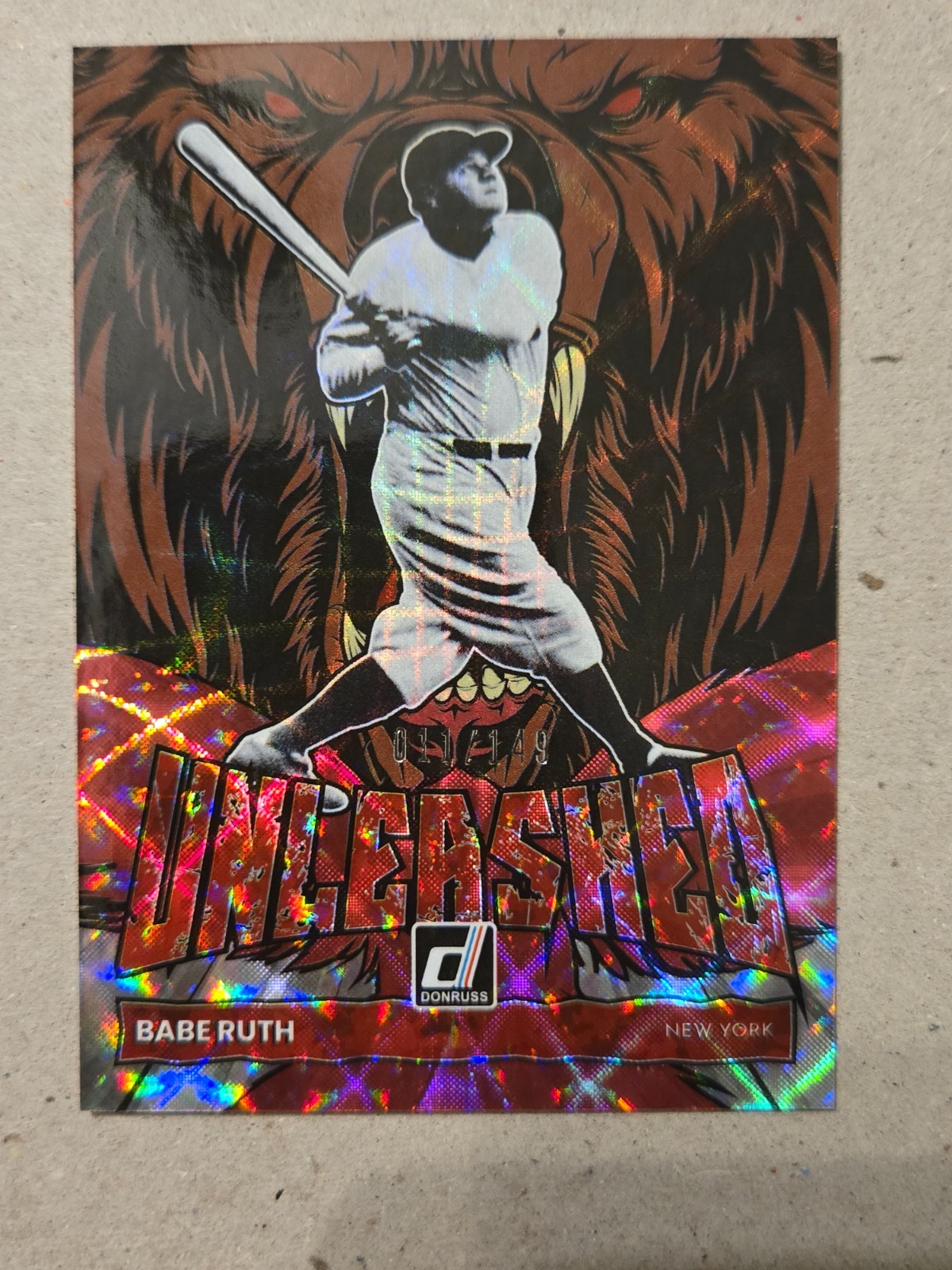 2022 Panini Donruss Babe Ruth #UL-13 Red Unleashed /149 New York Yankees