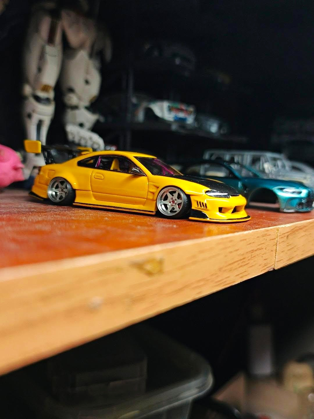 1:64 Nissan Silvia S15 Custom Yellow Diecast Model Widebody