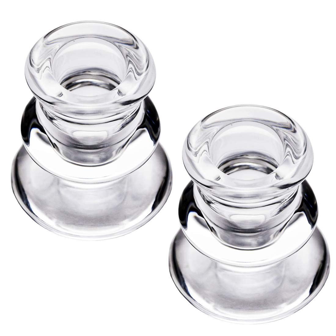 DEYBBY Clear Glass Taper Candle Holders Set of 2 DEYBBY Clear Glass Taper Candle Holders Set of 2