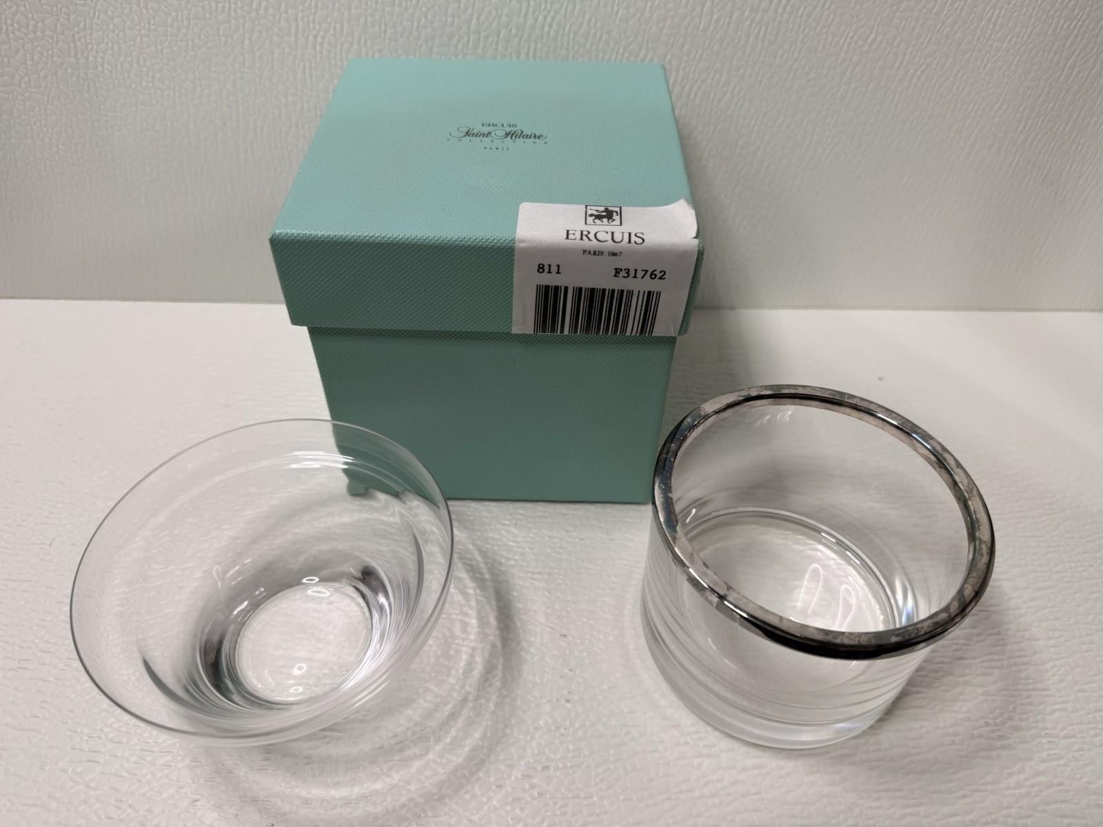 Ercuis Saint Hilaire Paris Caviar Chiller Glass Silverplate Bowl W/ Box