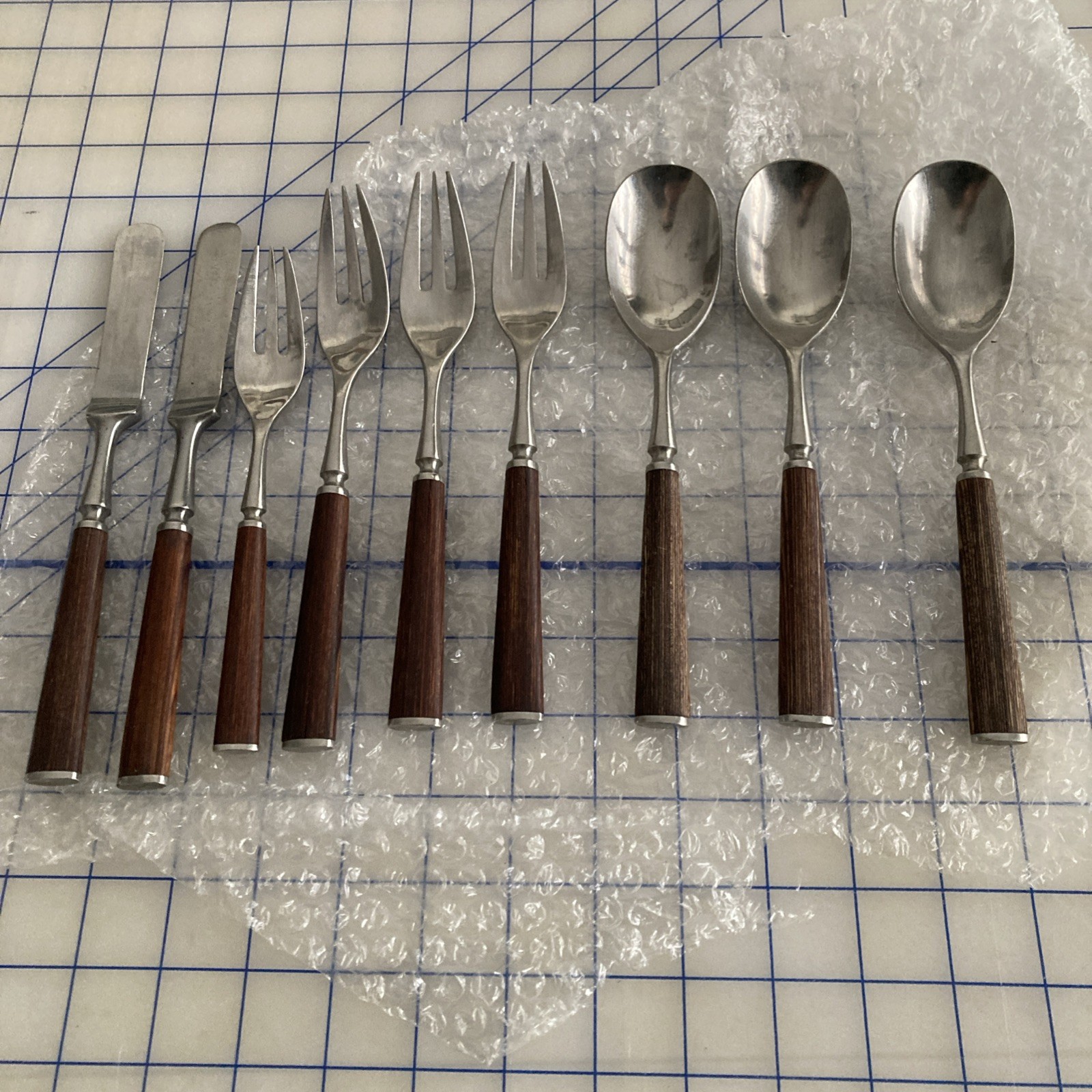 Dansk 9 Piece Anvil Flatware Pieces Teak Handles