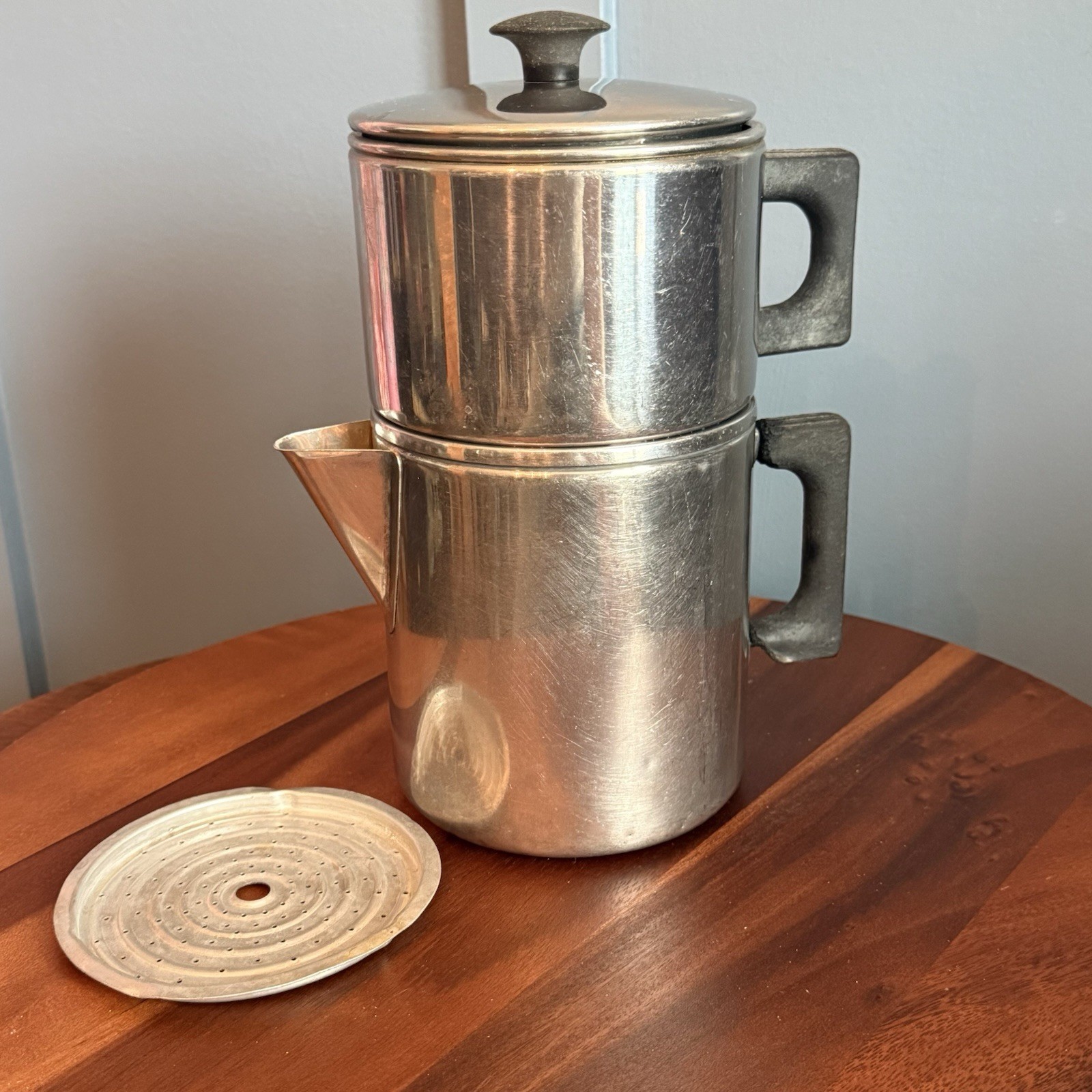 Vintage Vollrath Stainless Steel Stovetop Coffee Pot Percolator Camping 5 Piece