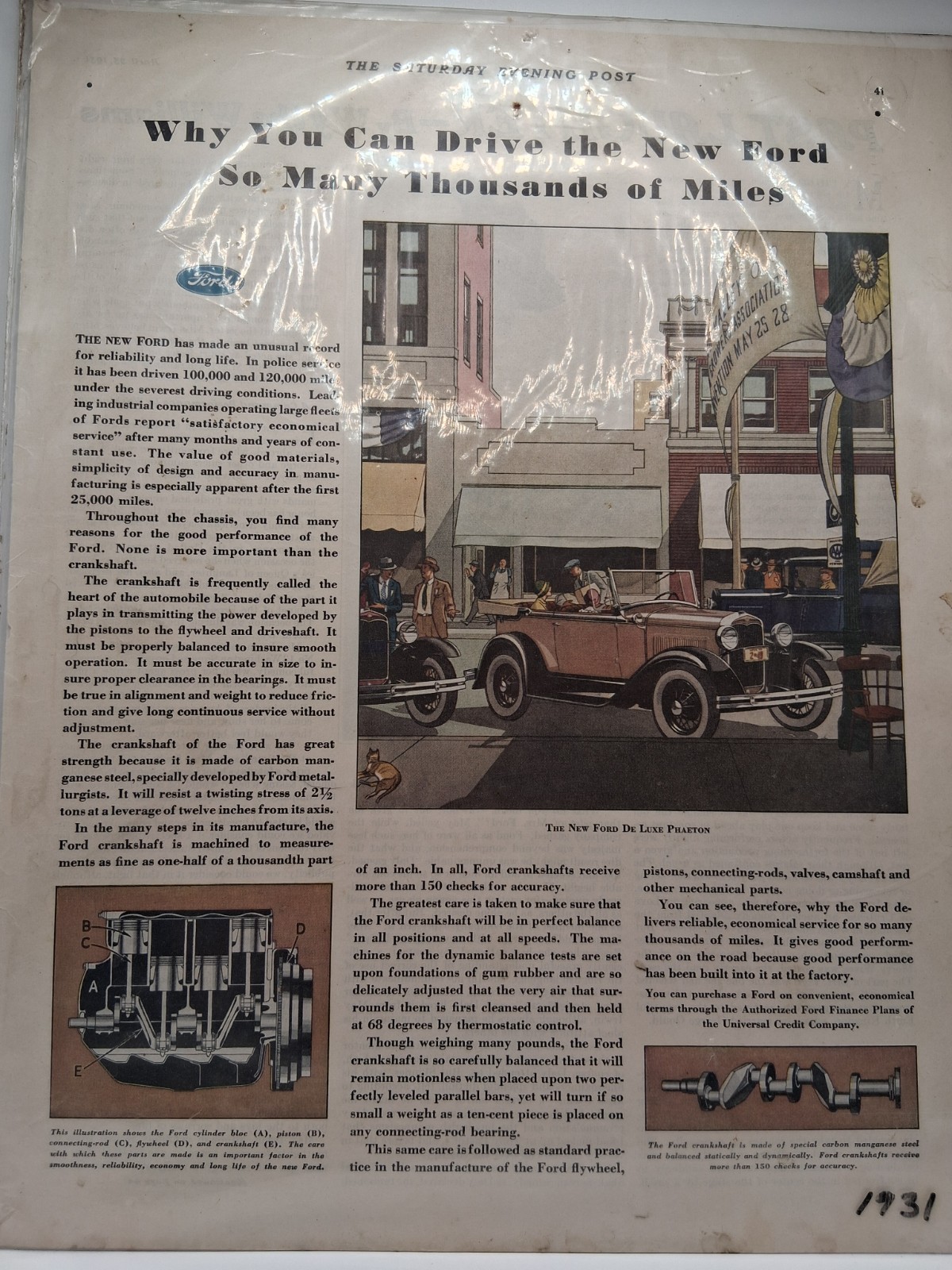 Vtg. 1931 Ford De Luxe Phaeton Why you can drive the New Ford Thousands of Miles Vtg. 1931 Ford De Luxe Phaeton Why you can drive the New Ford Thousands of Miles