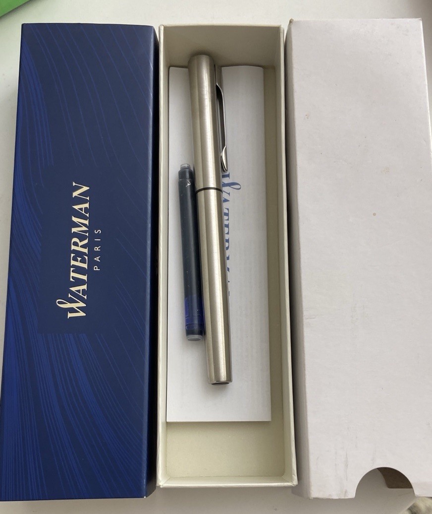 Waterman Graduate Silver Fountain Pen With Box