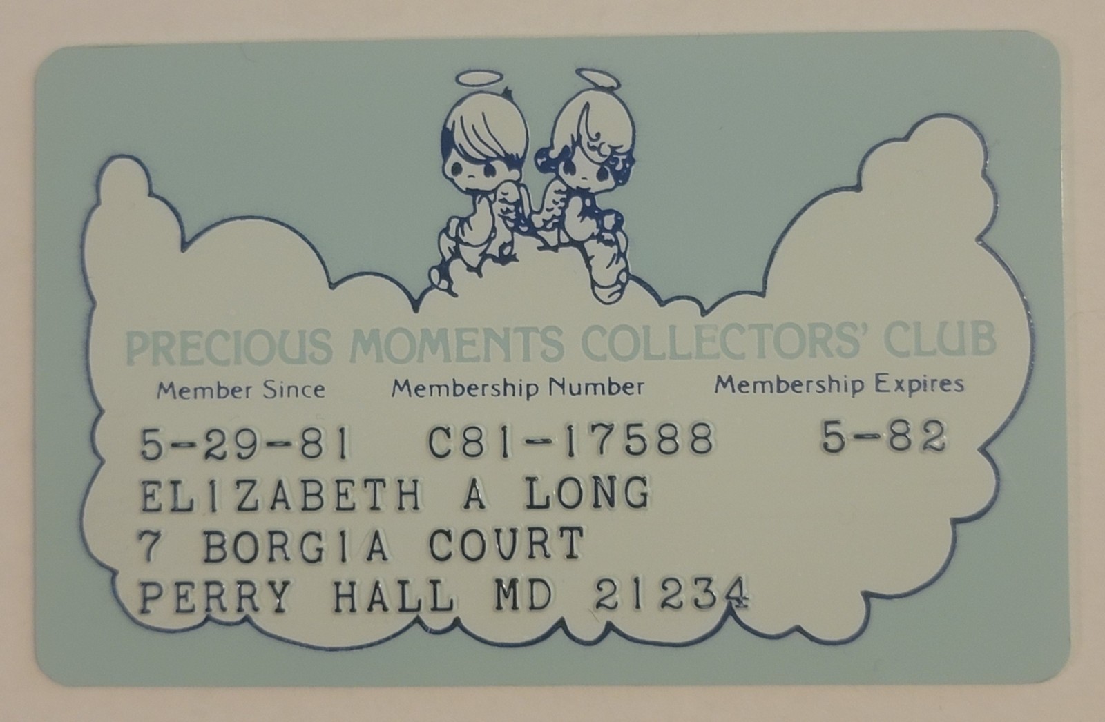 Vintage 1981 Precious Moments Collectors Club Charter Membership Card - Enesco