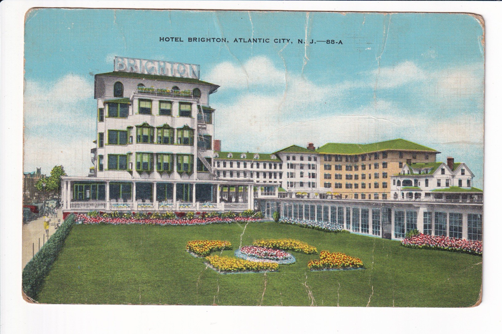 Linen Postcard Hotel Brighton Atlantic City New Jersey NJ Unposted Poor Cond