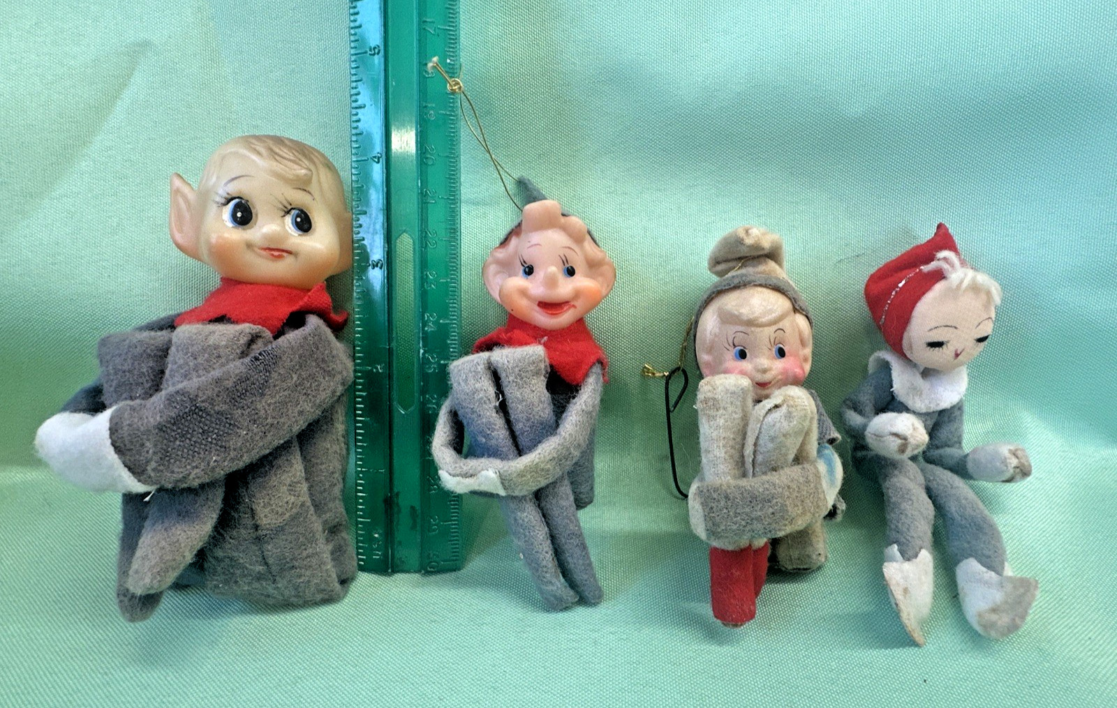 (Lot of 4) Vintage Elf\'s Knee Huggers Japan 3 mini ornament size 1 reg small (Lot of 4) Vintage Elf\'s Knee Huggers Japan 3 mini ornament size 1 reg small