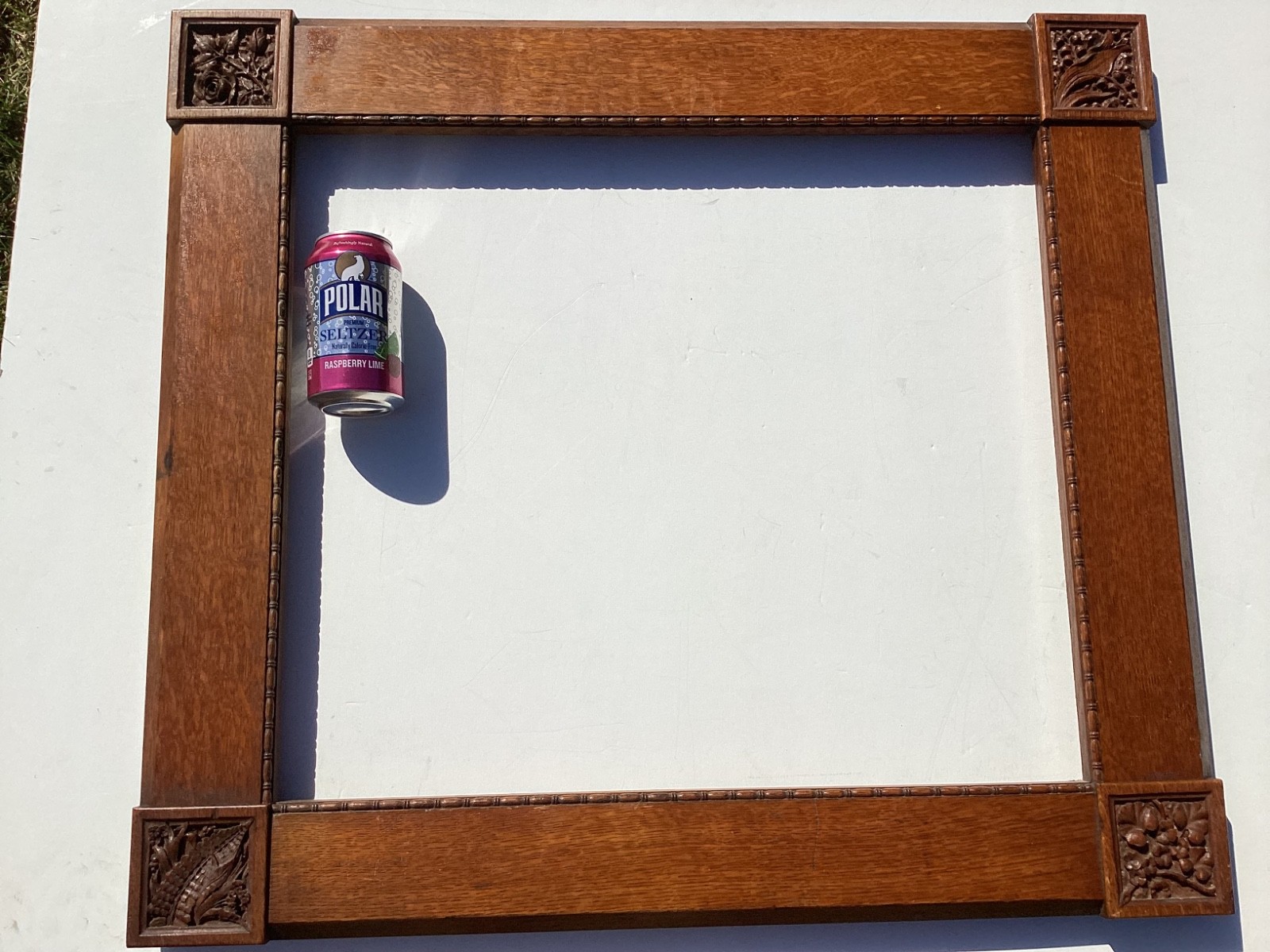 Incredible Large Antique Oak Frame With Hand Carved Corners