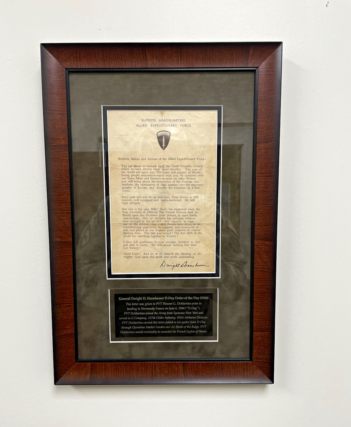 Authentic Original Eisenhower Framed D-Day Order of the Day 1944
