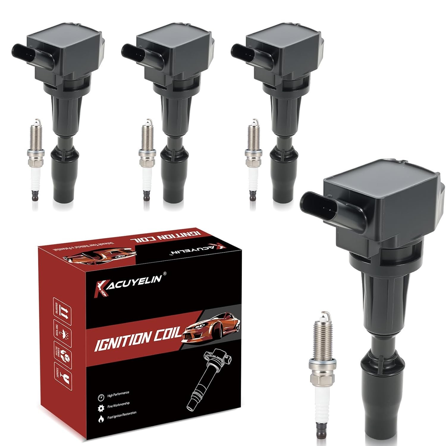 Hyundai Iridium Spark Plugs and Coil Pack Compatible with Hyundai Vehicles