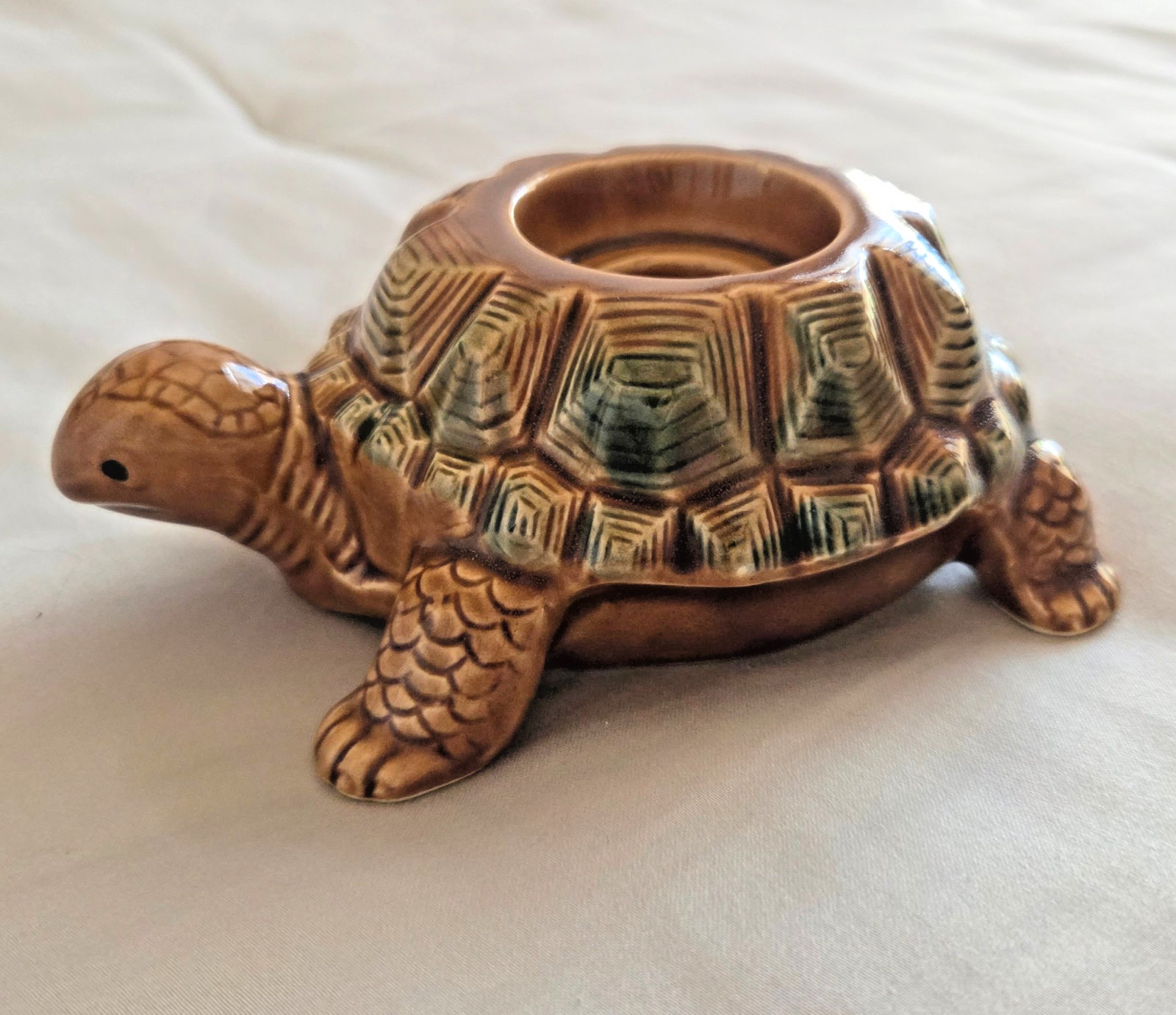 VTG Norleans Japan Ceramic Brown Turtle Votive Candle or Tapered Candle Holder