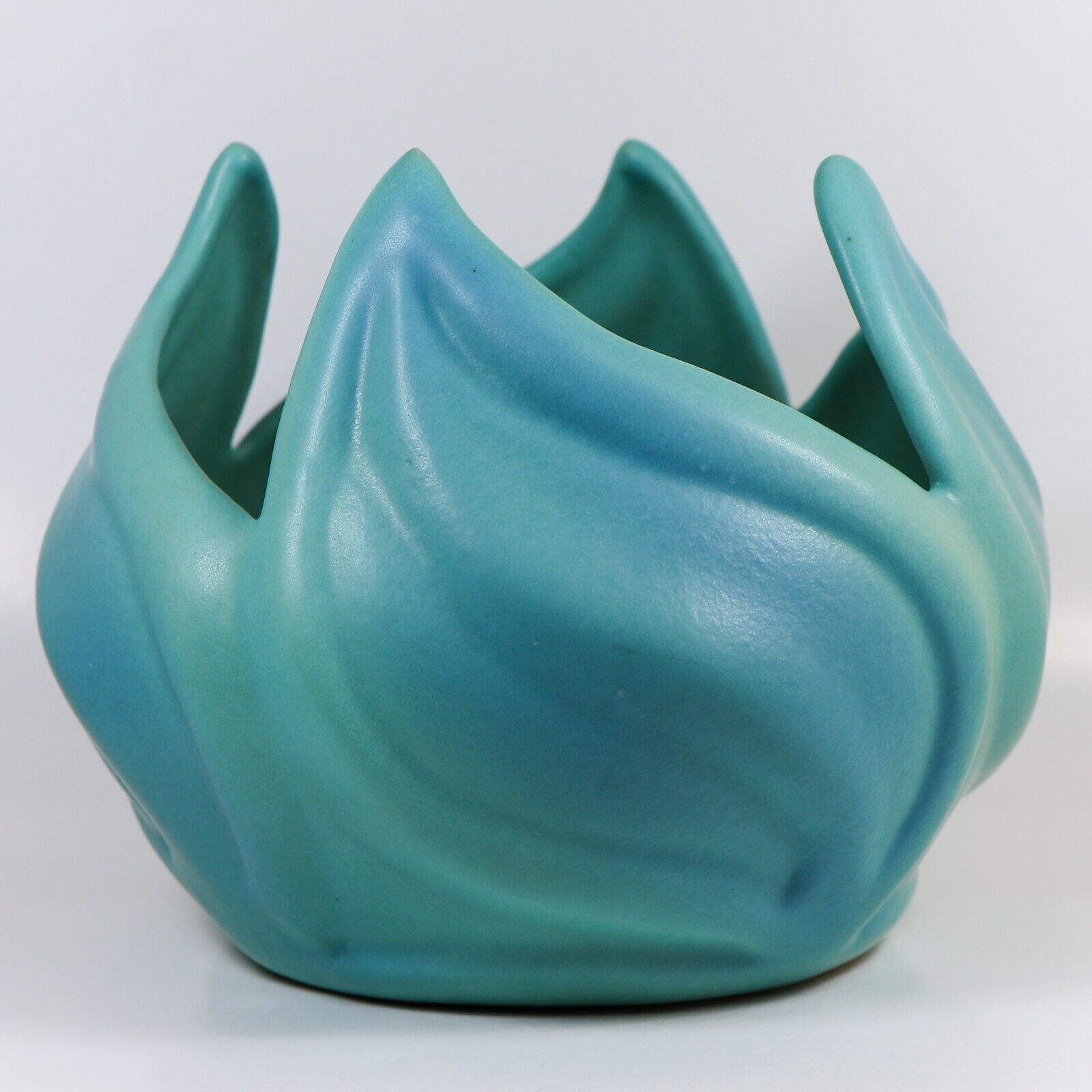 Van Briggle Art Pottery Ming Blue Swirl Lotus Leaf Vase/Bowl