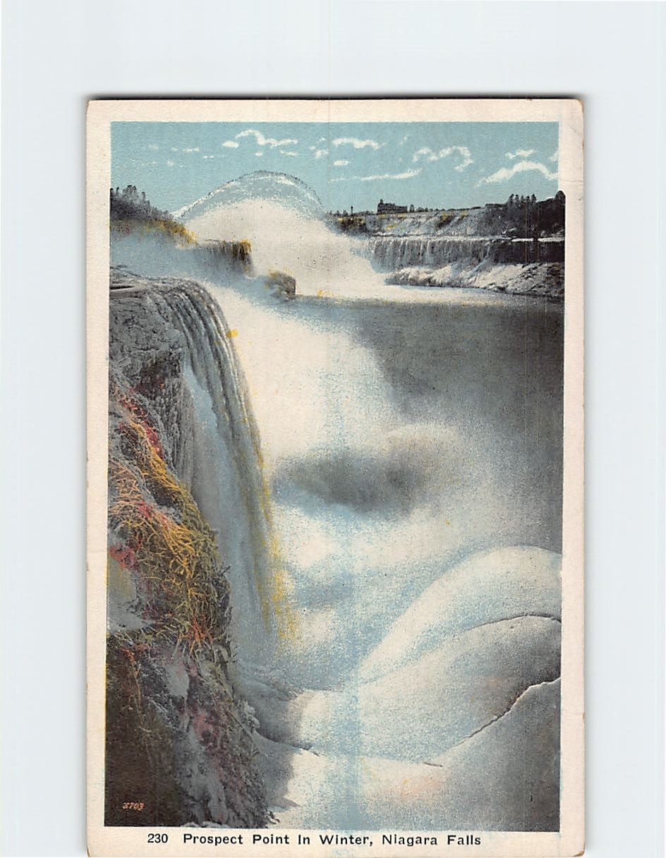 Postcard Prospect Point in Winter Niagara Falls New York USA North America