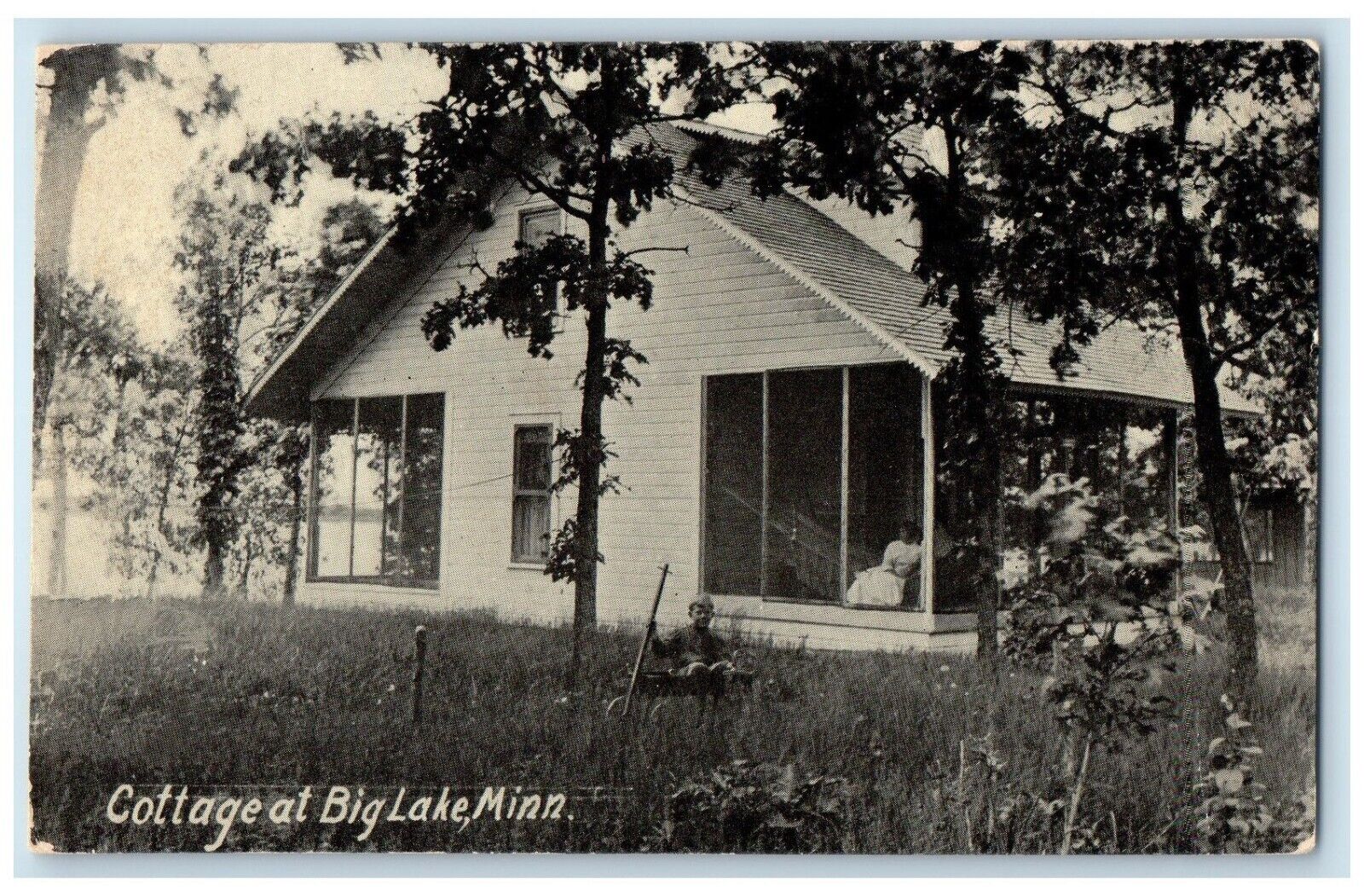 c1910's Cottage Boy Scene At Big Lake Minnesota MN Unposted Antique Postcard