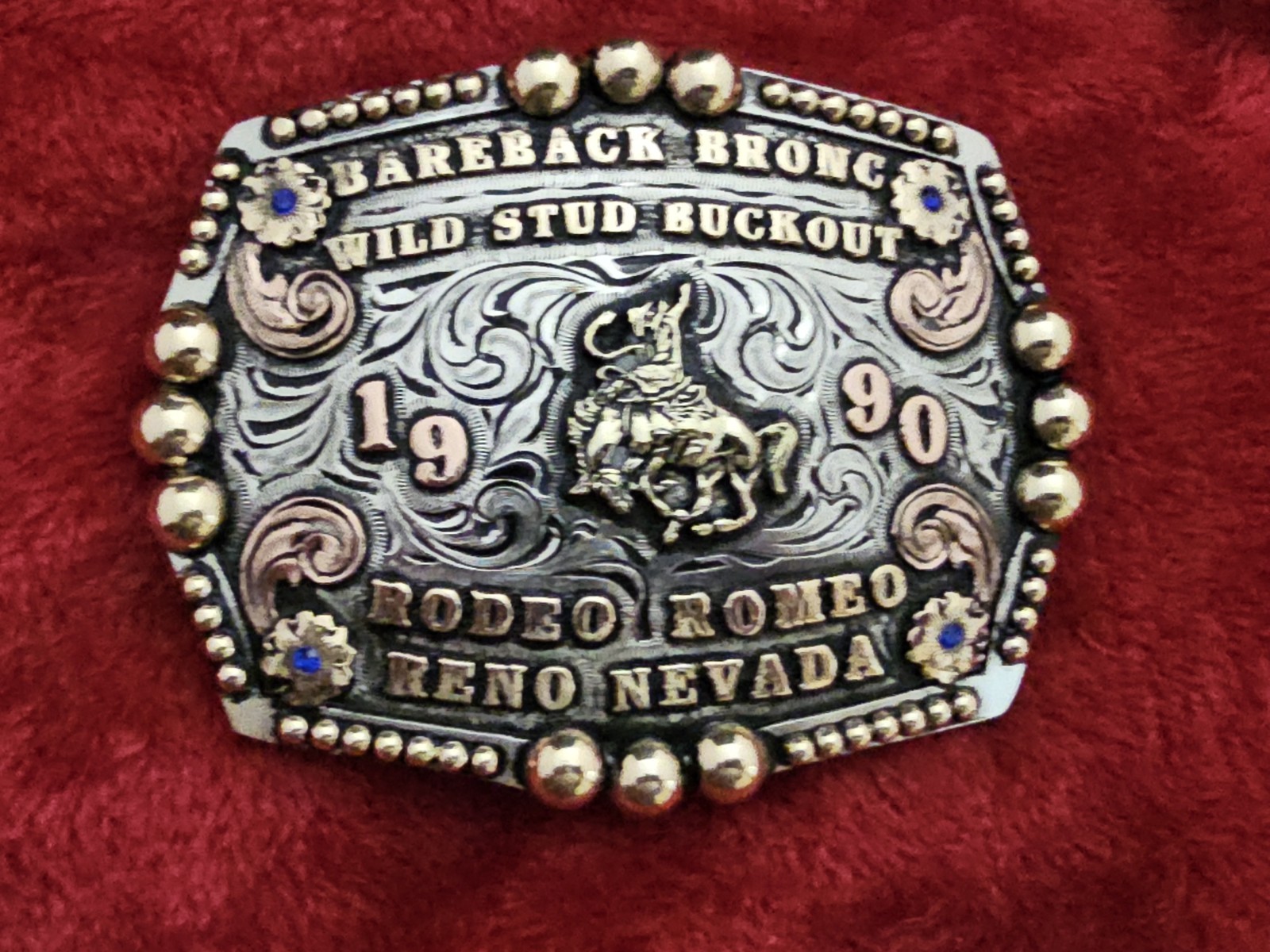 X~Treme Bronc Rider☆1990☆RODEO CHAMPION TROPHY BUCKLE☆Reno Nevada☆Rare☆W10