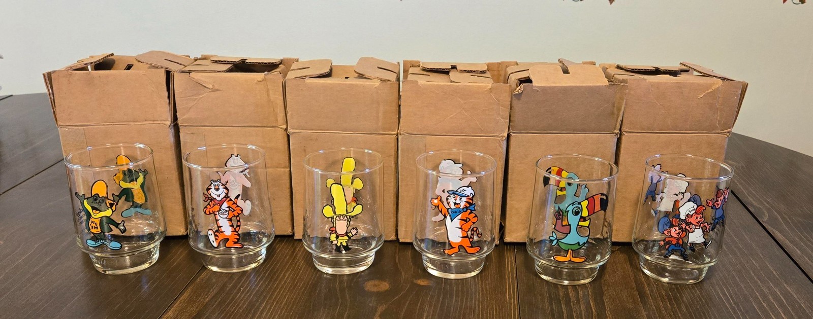 Vintage 1977 Kellogg's Cereal Character Collector Series Set Of 6 Glasses