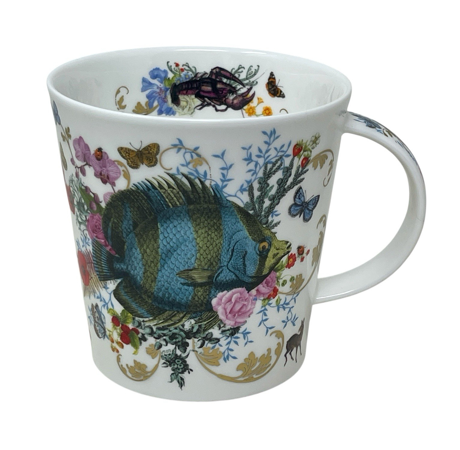 Dunoon Mug Voyage Of Discovery Fish Seahorse Ocean Sea Nautical Floral 22 K Gold