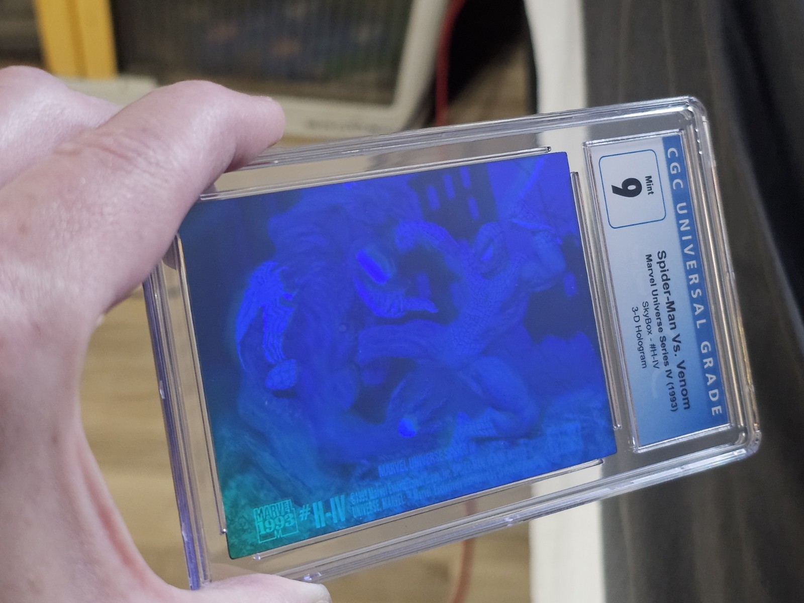1993 Marvel Universe #H-IV Spider-Man Vs Venom 3-D Hologram CGC 9 Not PSA RARE