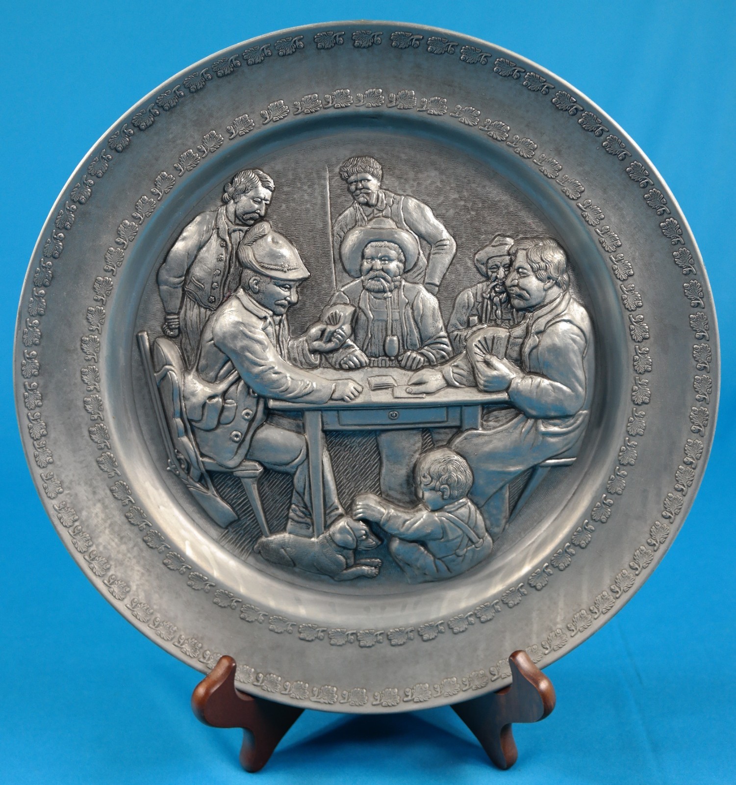 Vintage German Pewter Wall Hanging Plate 12